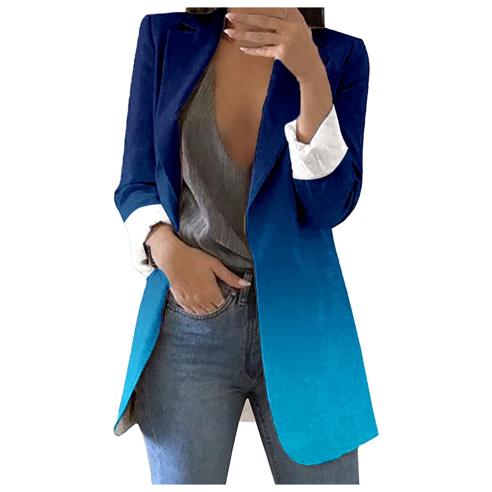 Women's Printed Long Sleeve Lapel Cardigan Jacket - Winter Business Office Formal Suit Coat for Women | Perfect for Work, Meetings & Professional Events