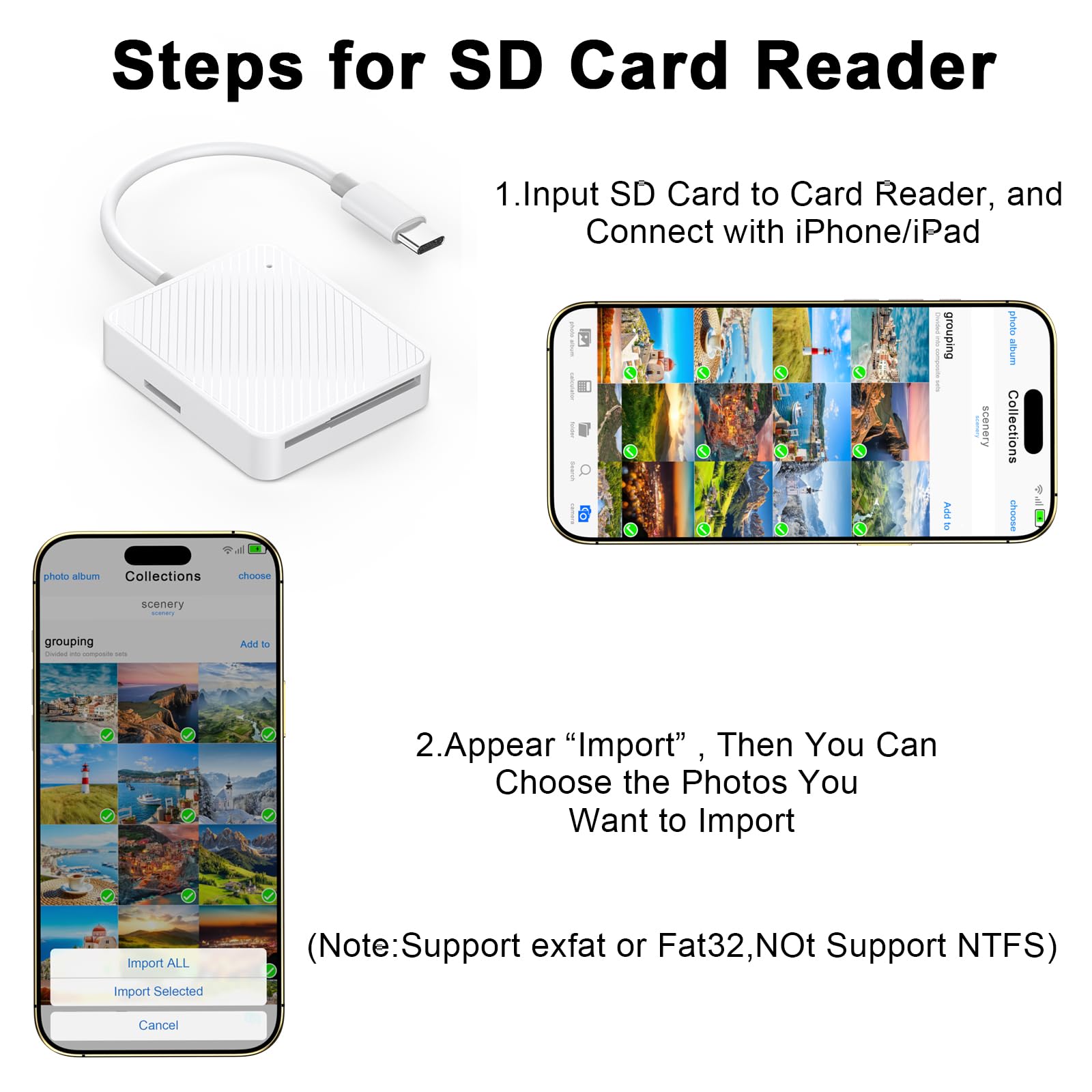 MFi Certified USB-C SD Card Reader for iPhone 16/15 Pro Max - High Speed Micro SD/TF Memory Card Adapter Compatible with iPhone 15/16 Series, iPad & Mac - Perfect for Photographers, Videographers & Content Creators