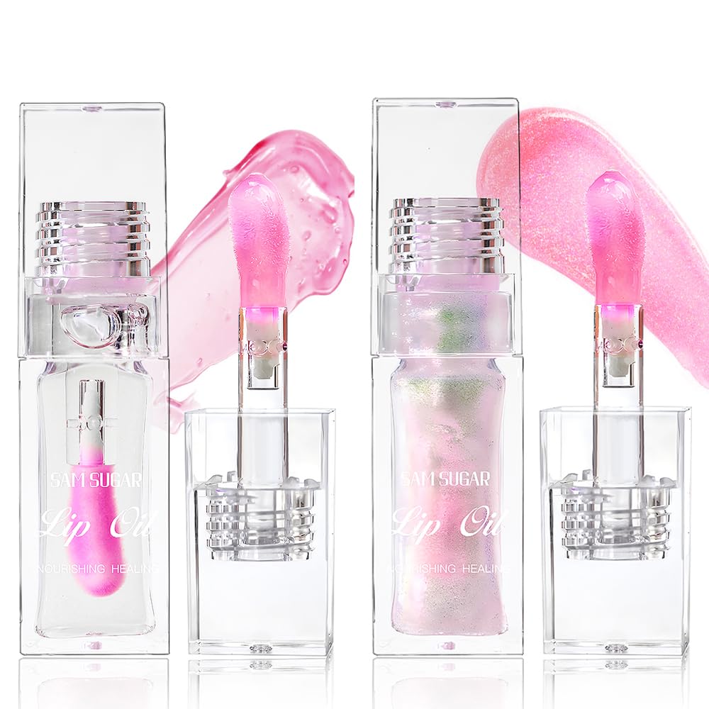 2PCS Magic Color Changing Lip Oil - Hydrating Long Lasting Lip Gloss with Big Brush, Warm Color Changing & Shimmery Fresh Texture | Perfect for Daily Wear, Date Night & Special Occasions