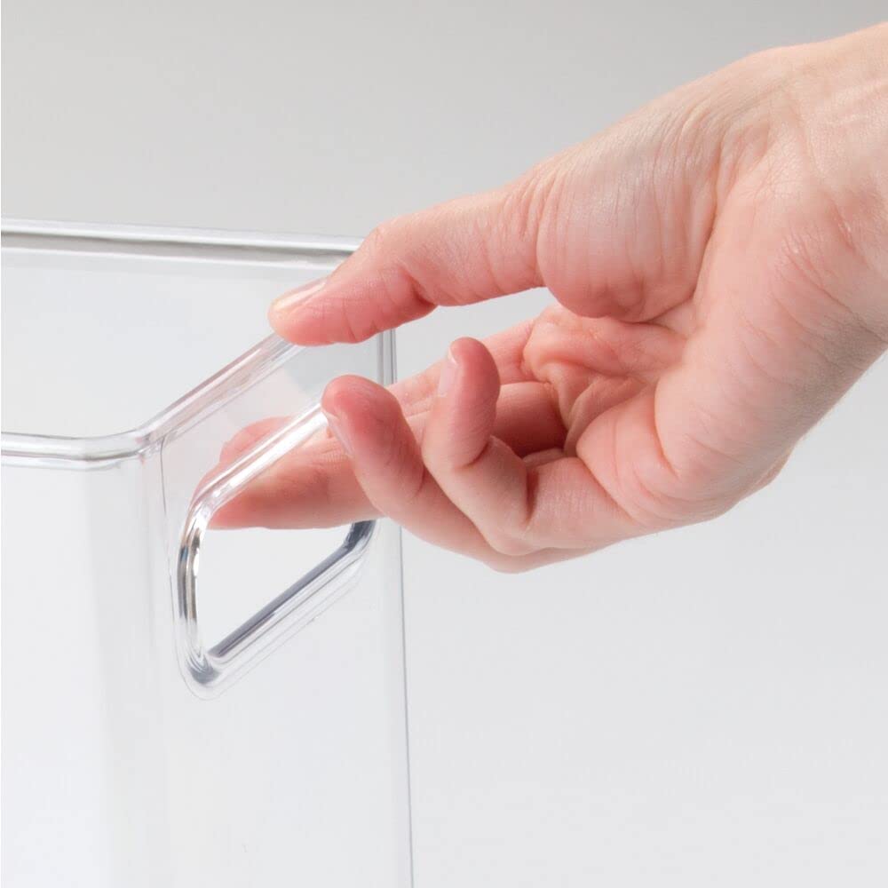 mDesign Clear Plastic Storage Organizer Bin Set of 8 - Tall Office Desk Organizer for Filing Cabinet, Cupboard & Shelves - Perfect for Pens, Pencils, Highlighters, Notepads & School/Office Supplies - Ideal for Home Office, Classroom & Workspace Organization