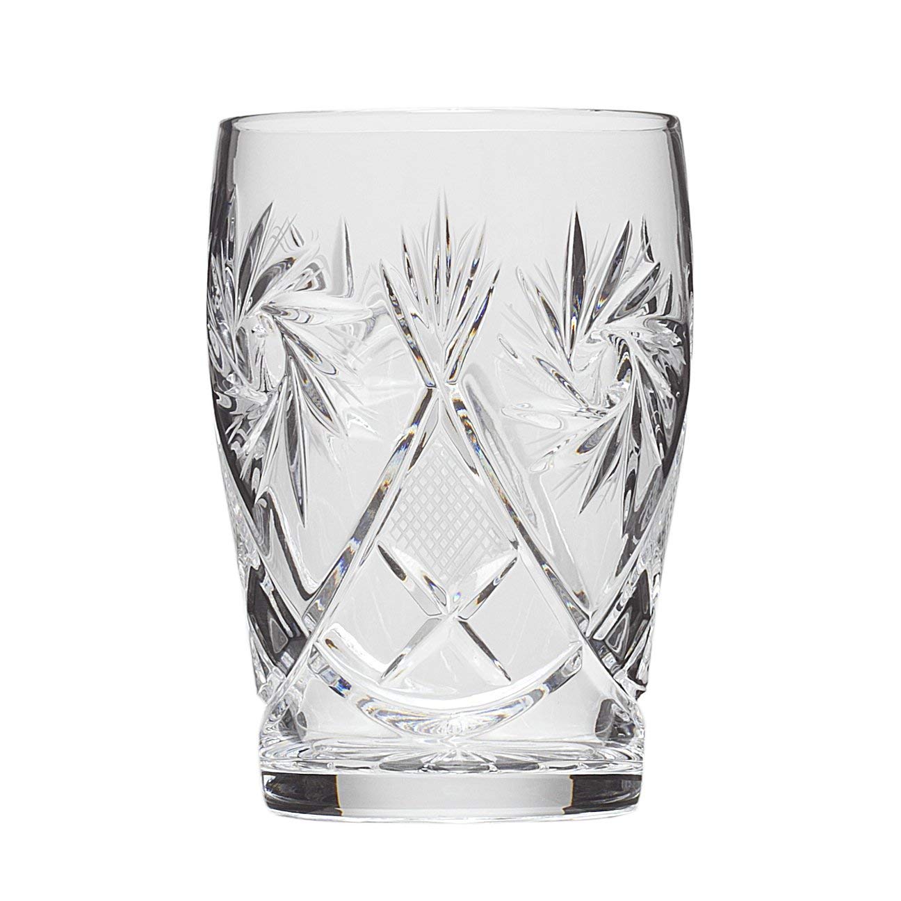Premium Handmade Russian Cut Crystal Drinking Glasses - Set of 6 (5oz/150ml) - Elegant Barware for Cocktails, Wine & Home Entertaining