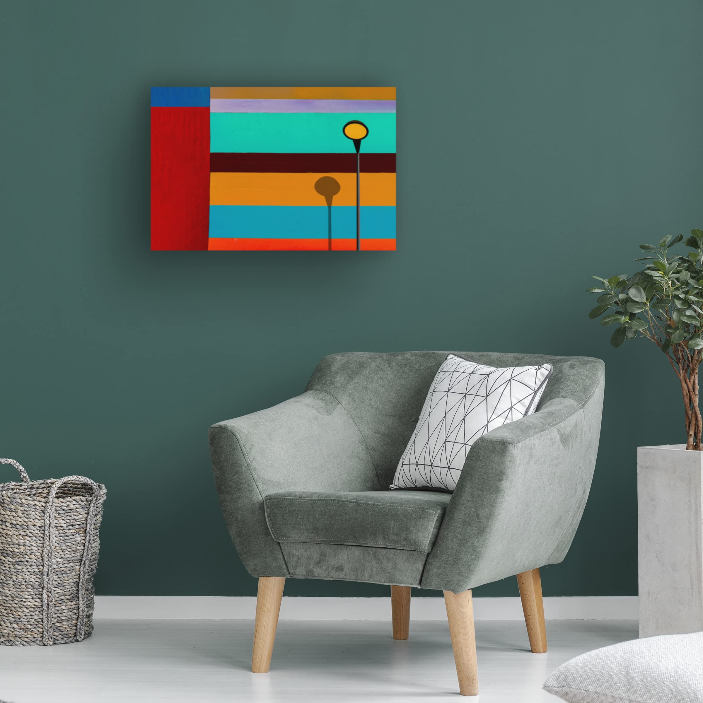 Trademark Fine Art 'Lamp And Striped Wall' Canvas Wall Art Print by Inge Schuster - Modern Home Decor for Living Room, Bedroom & Office