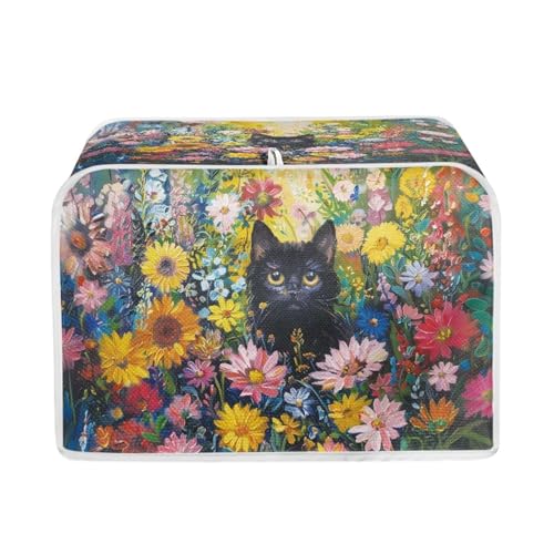 Black Cat and Flowers