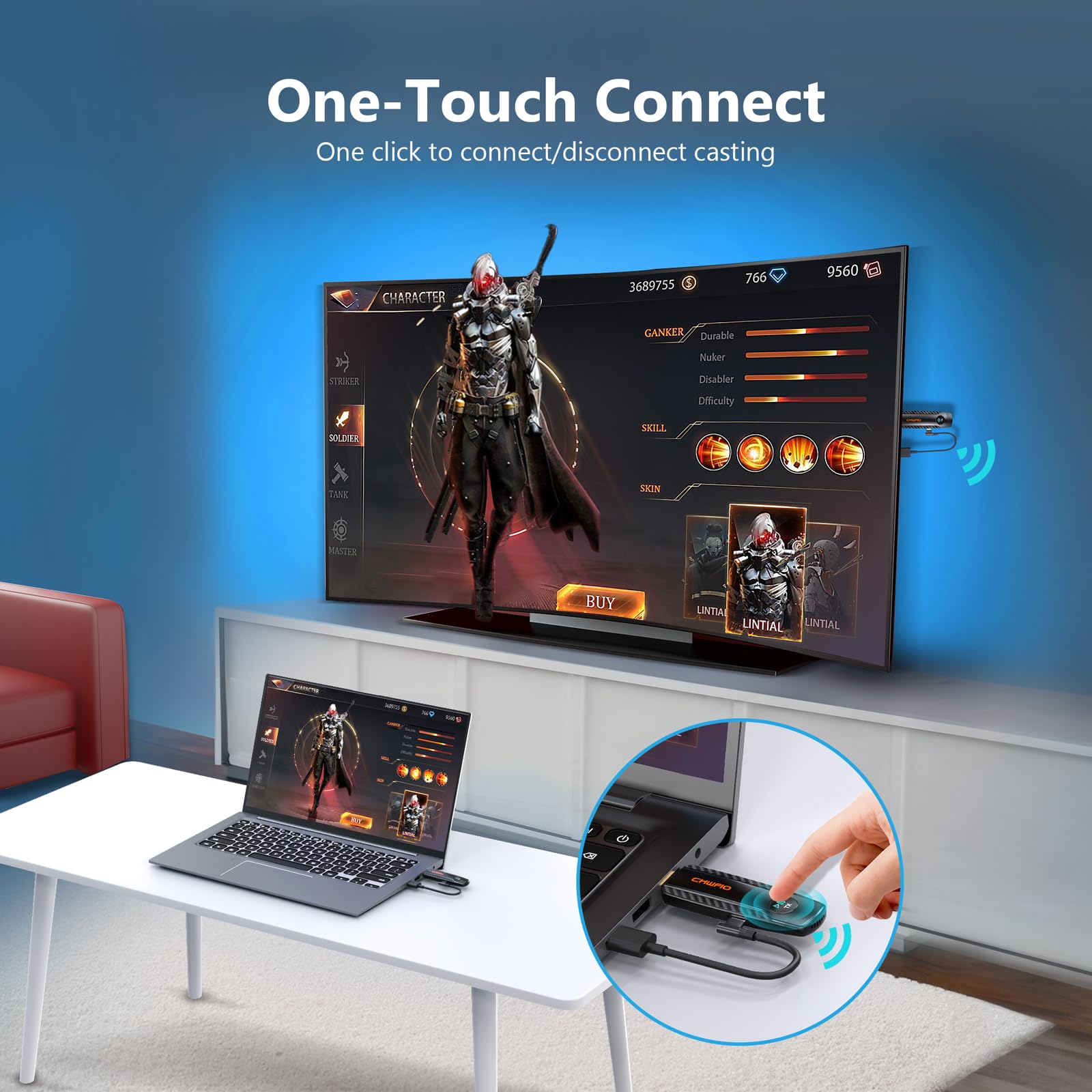 Wireless HDMI Transmitter and Receiver Kit - 1080P Full HD, 330ft/100m Range, Plug & Play - Stream Videos from Camera/PC/Laptop/Projector/TV Box/Fire Stick to Monitor - Perfect for Home Theater, Gaming & Business Presentations