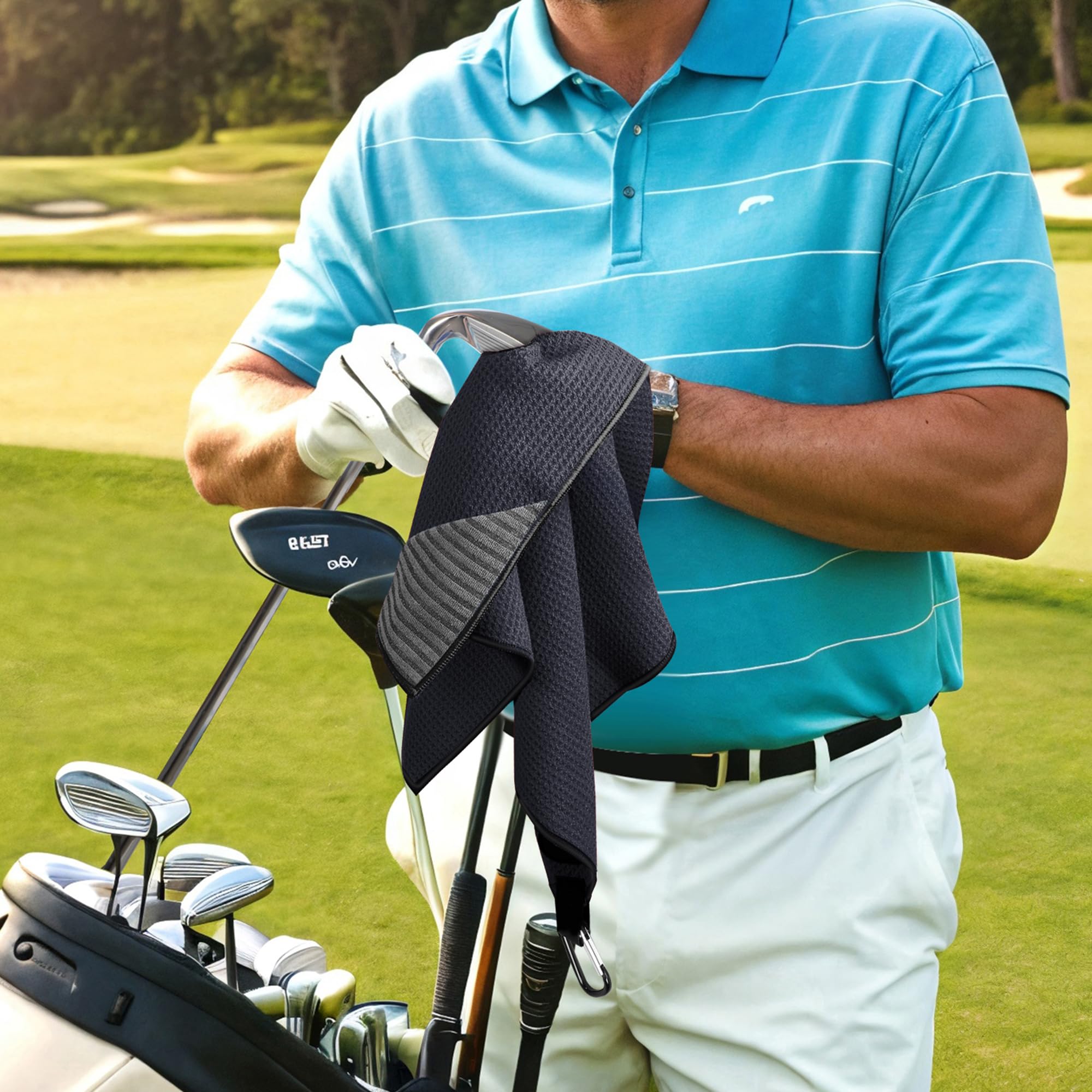 Premium Magnetic Golf Towel 2-Pack - Ultra Absorbent Microfiber Waffle Pattern Towels with Clip & Strong Magnet - Golf Accessories for Men & Women - Perfect for Golf Bags, Carts, Clubs & On-Course Cleaning