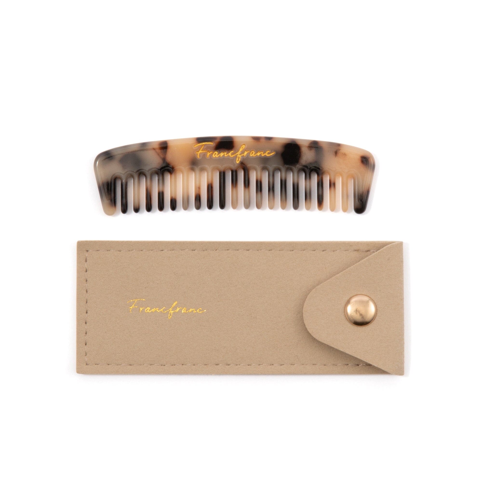 Portable Compact Comb with Pouch - Travel Hairbrush for Women & Men, Beige | Perfect for Travel, Purse, Gym & On-the-Go Styling