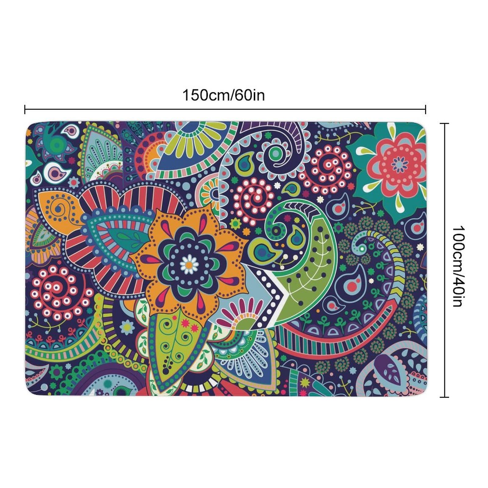 Boho Paisley Floral Aztec Kids Rug - Non-Slip Foldable Area Carpet 5x6.5ft for Girls Teen Room Decor - Perfect for Bedroom, Living Room, Nursery, Playroom, Dorm & Dining Room Floor Mat