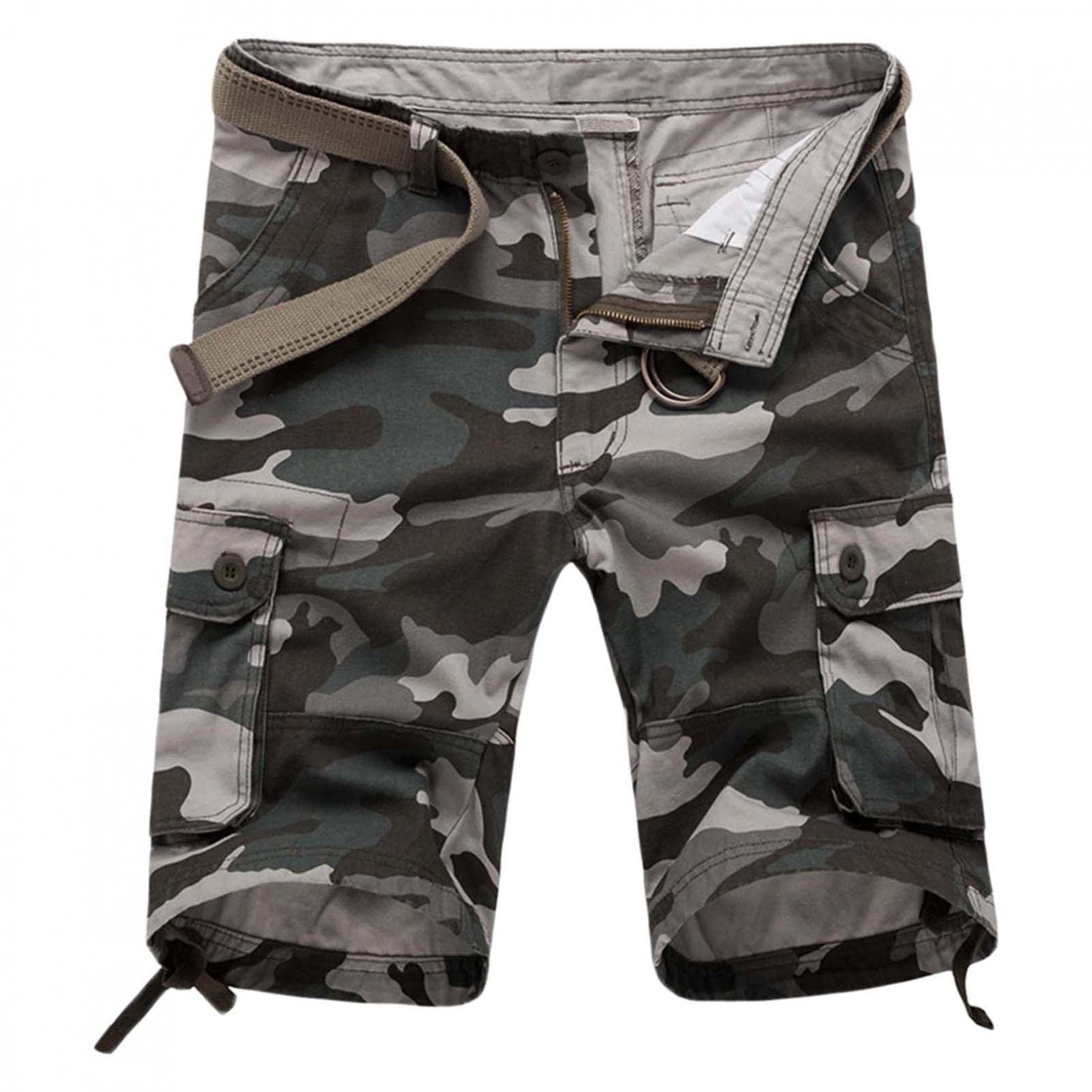 Men's Cargo Shorts with Elastic Waist - Relaxed Fit Multi-Pocket Work Shorts for Outdoor, Hiking & Casual Wear | Comfortable & Durable for Daily Use
