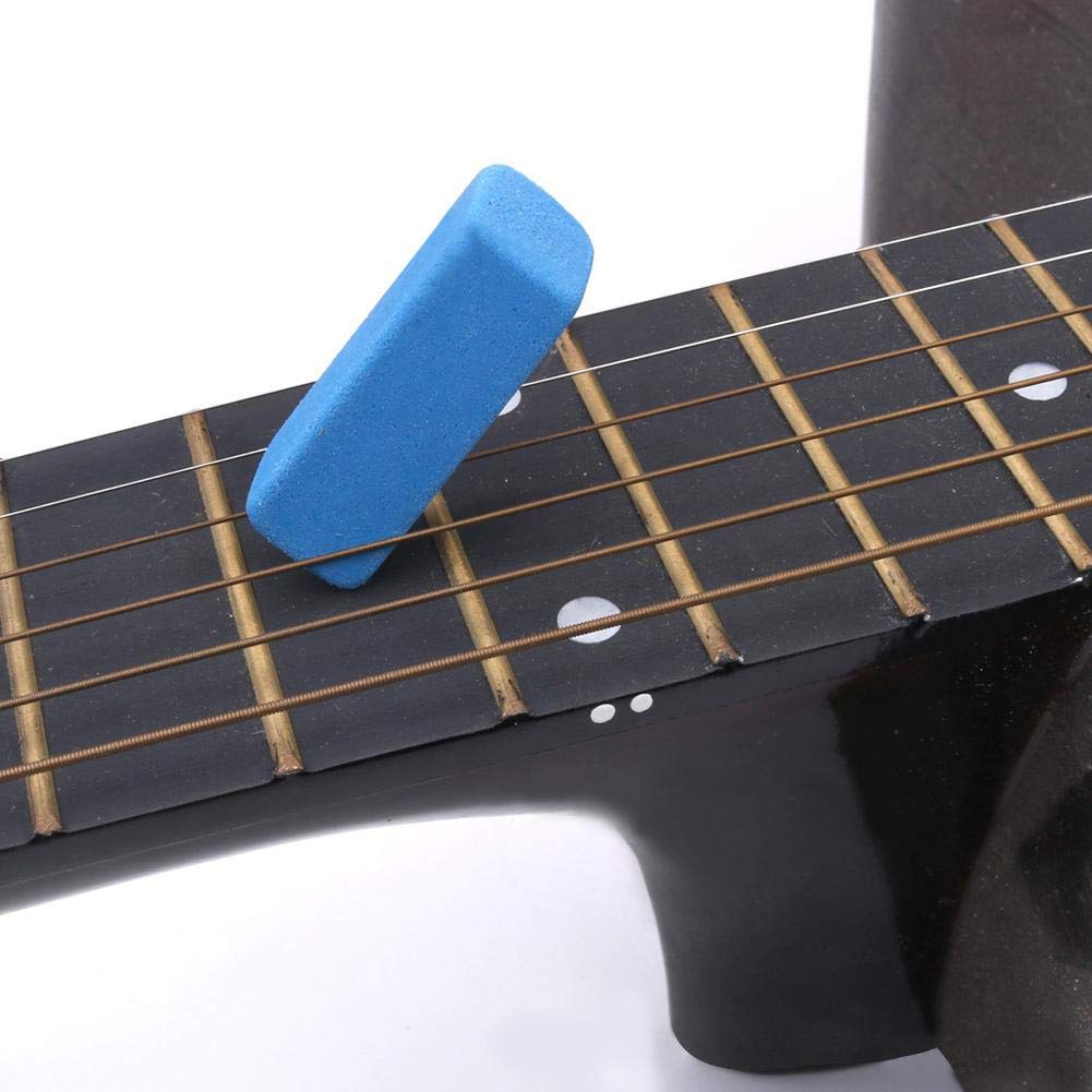 Premium Guitar String Eraser & Fret Wire Cleaner - 1pc Rubber Cleaning Brush for Rust Removal (Blue) - Perfect for Guitar Maintenance & String Care