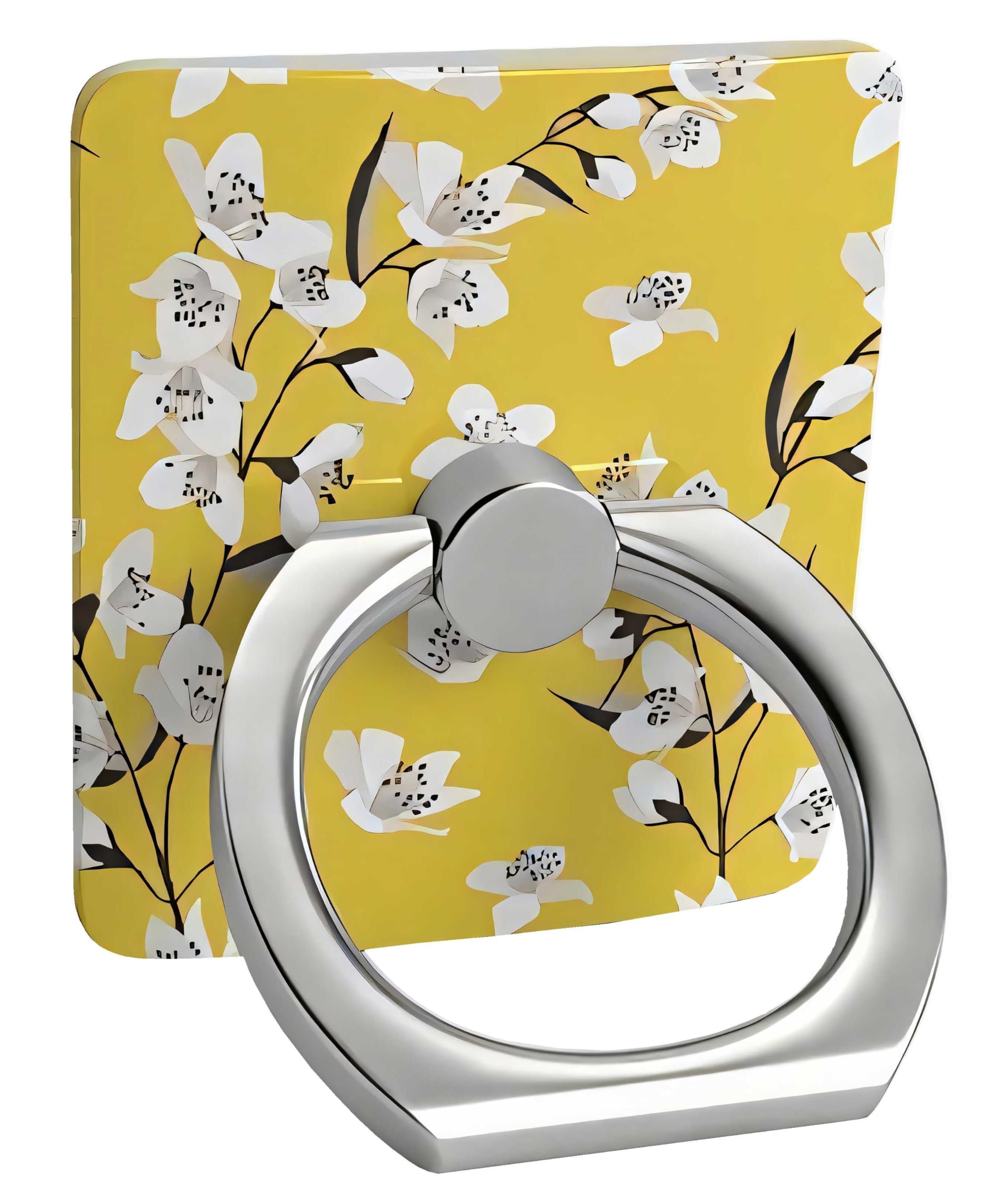 Casely Phone Ring Grip Stand - Yellow Cherry Blossom Floral Design | 360° Swivel, Strong Reusable Adhesive | Universal Phone Holder for iPhone, Samsung, Android | Perfect for Selfies, Videos & Hands-Free Use