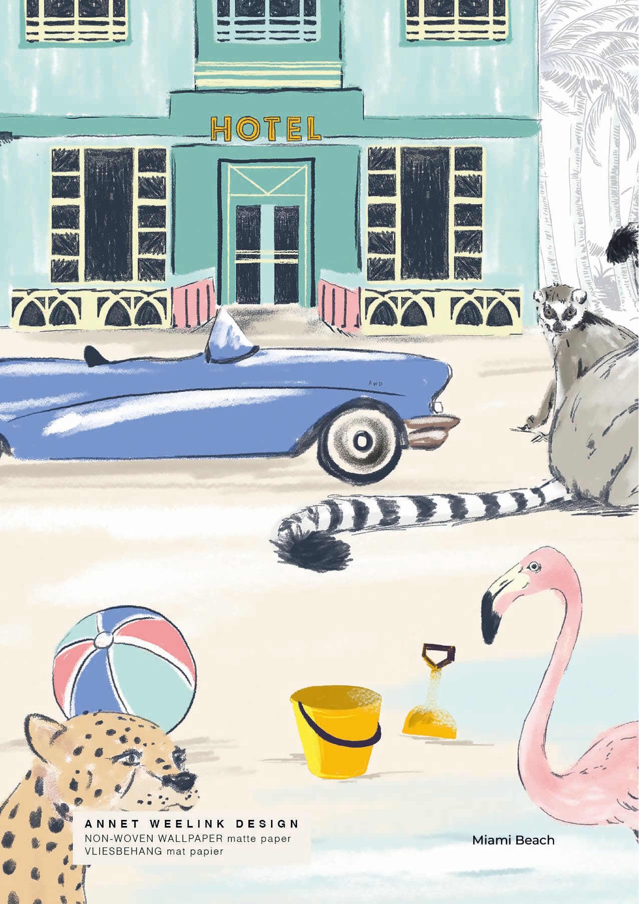 Miami Beach Wallpaper Sample - Premium Peel and Stick Wallpaper for Living Room, Bedroom & Office Decor