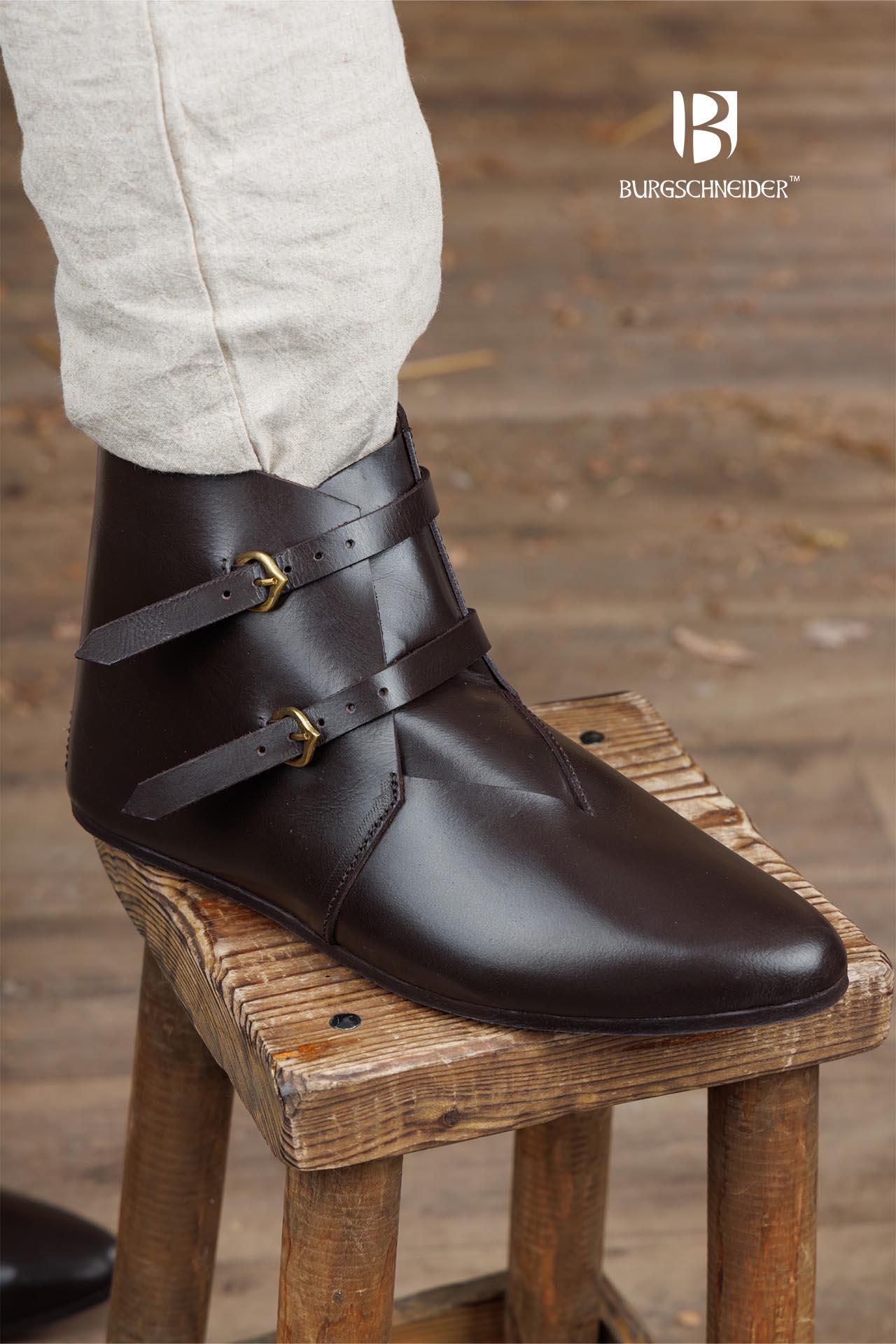 Medieval Half Boots Adelhelm Dark Brown - Authentic Renaissance Footwear for LARP, Cosplay & Historical Reenactment