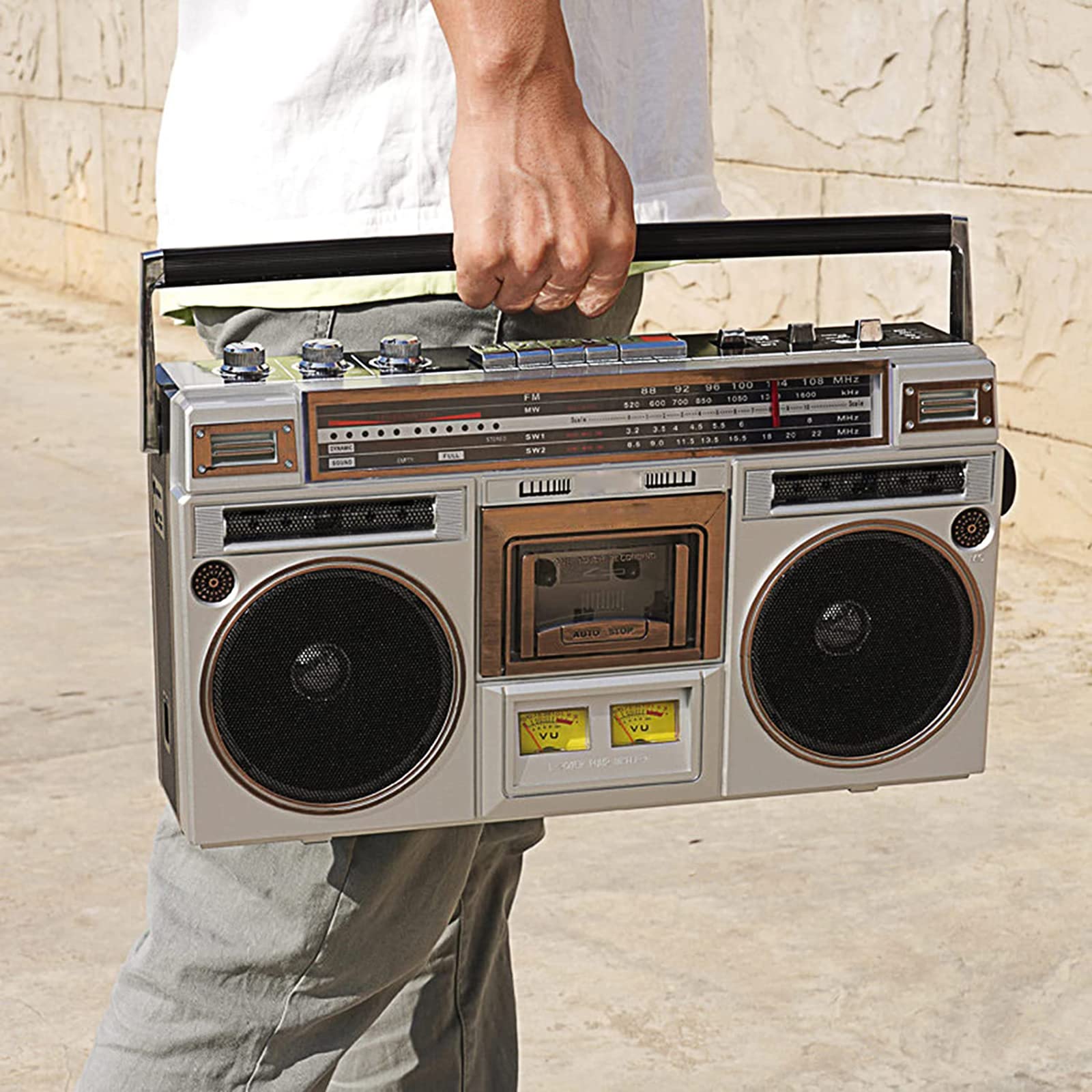 Portable Cassette Boombox with AM/FM Radio, Bluetooth 5.0, Built-in Stereo Speakers - Wireless Music Player for Home, Office & Outdoor Use - Compatible with Smartphones, Tablets & MP3 Players