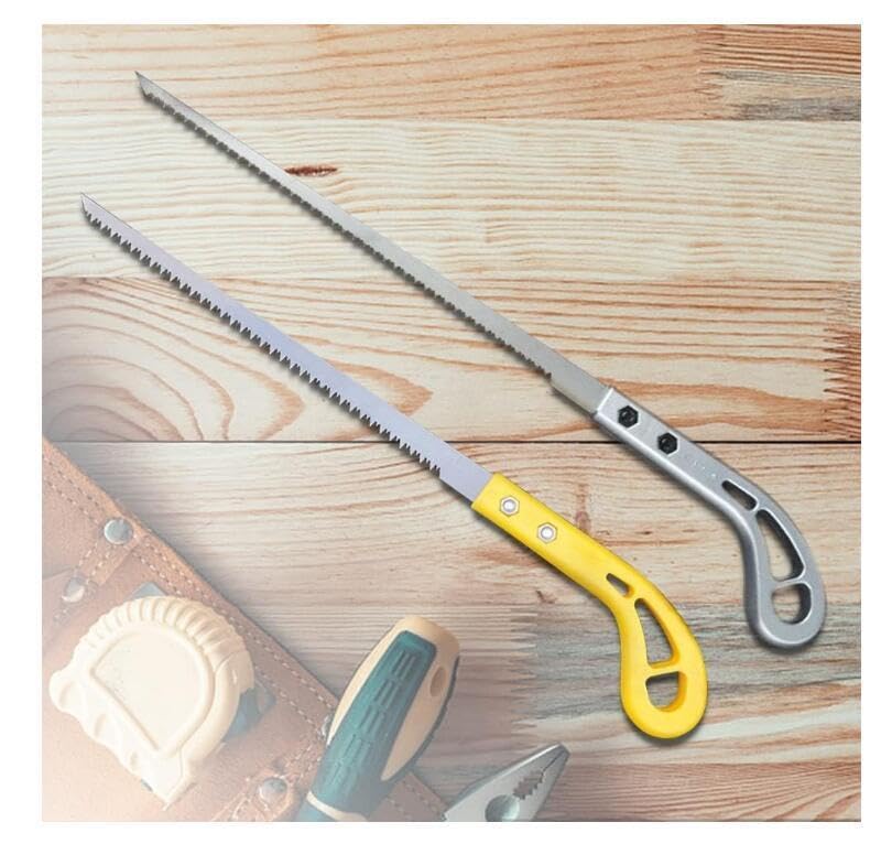 Flexaza Portable Hand Saw - 3 Pack Outdoor Folding Hand Saws with Wooden Handle (Yellow & Grey) for Camping, Hiking, Gardening & DIY Projects