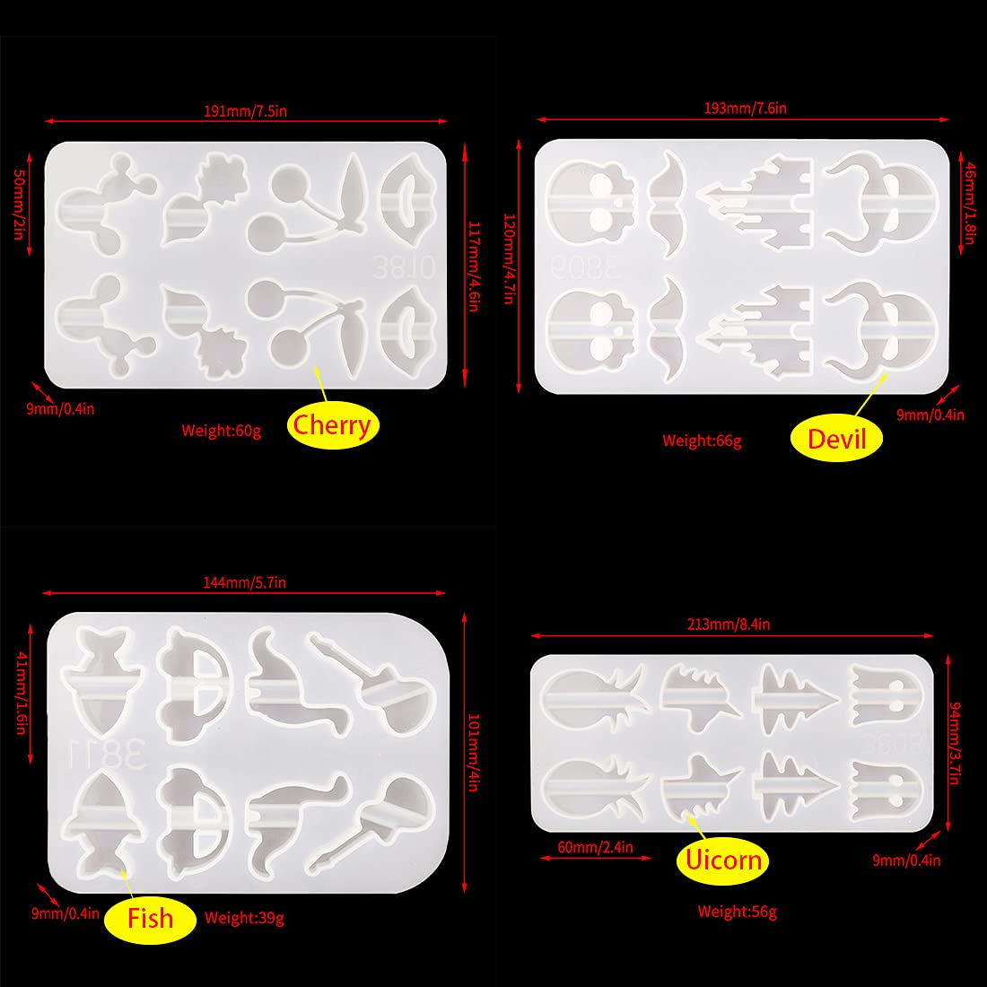 Voyyphixa 4-Pack Silicone Straw Topper Molds for Epoxy Resin Casting - Animal Shaped Straw Topper Attachments for Tumblers, Cups & DIY Drinkware Decorations - Perfect for Crafting, Party Favors & Handmade Gifts