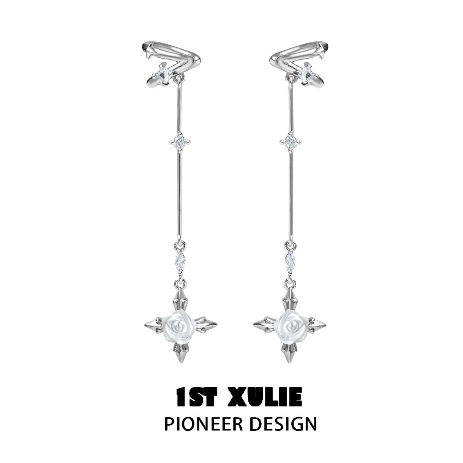 Rose Believer 18k Gold Plated Sterling Silver Pendant Earrings - Elegant Dangle Earrings for Women, Perfect for Weddings, Parties & Special Occasions