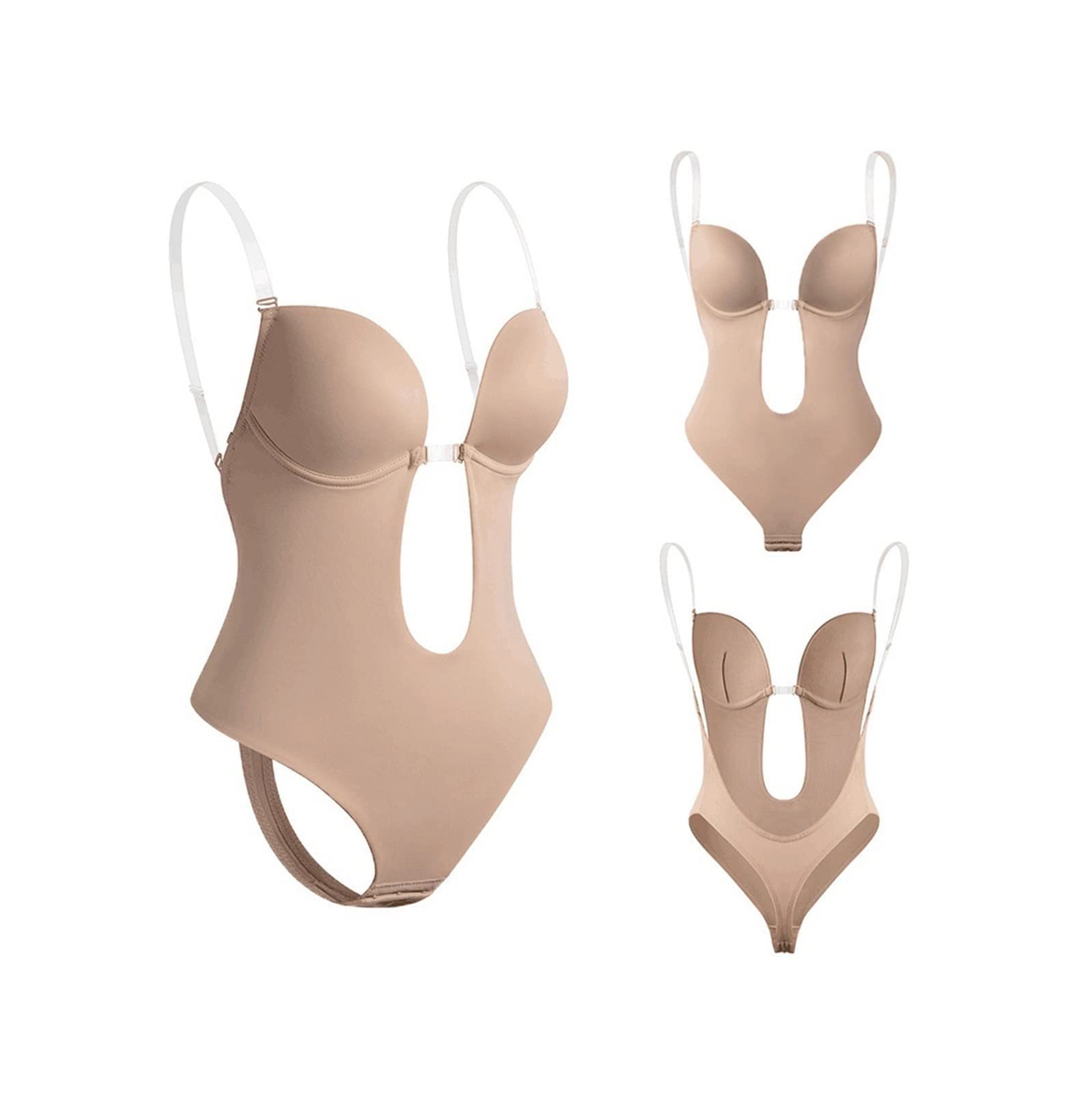 Invisible Backless Body Shaper Bra for Women - Plus Size X-Large Seamless Shapewear, Plunge Neckline & Strapless Support | Perfect for Evening Dresses, Wedding Gowns & Special Occasions (Khaki)