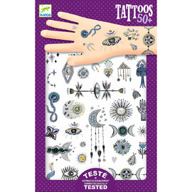 Djeco Kids Temporary Tattoos - 50+ Fun Mixed Designs for Boys & Girls - Safe, Non-Toxic Body Art for Parties, Birthdays & Playtime