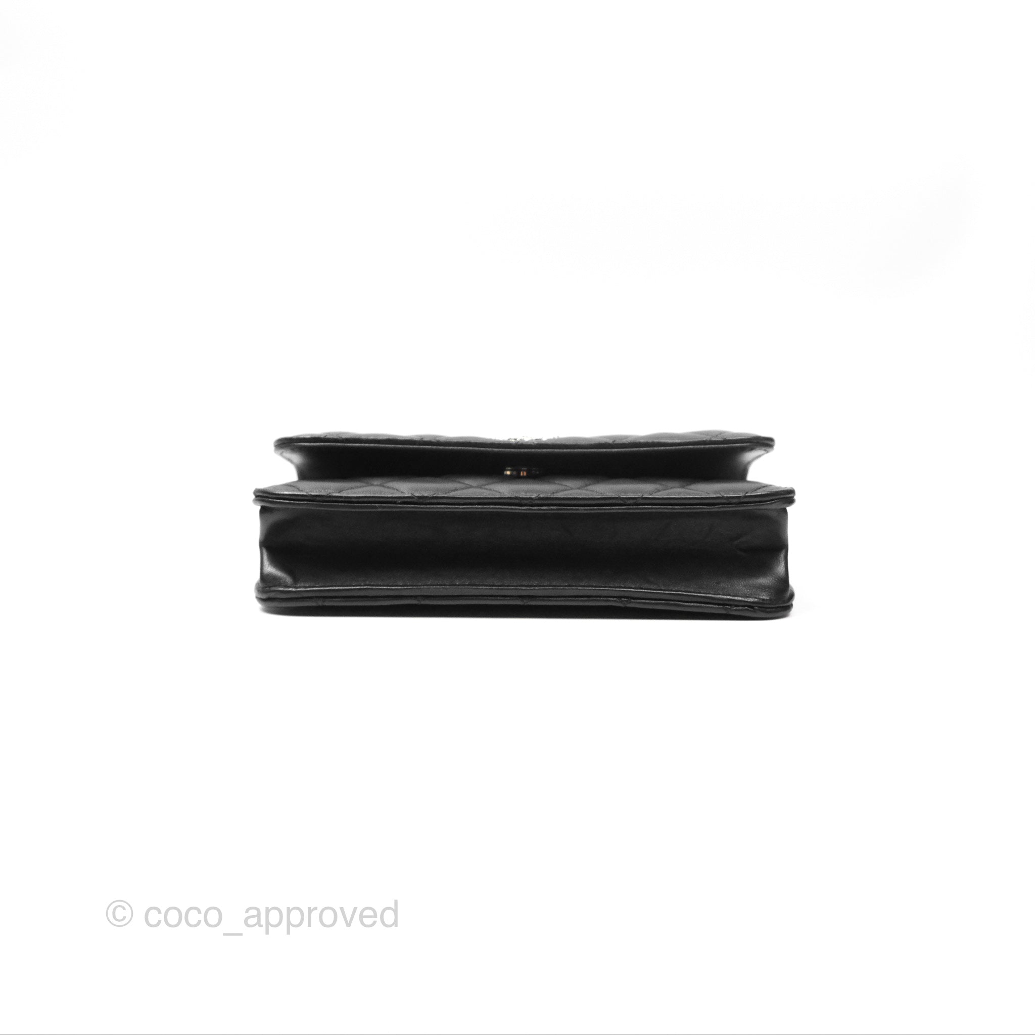Chanel Camellia Handle Mini WOC Phone Holder Crossbody Bag with Chain - Black Lambskin Leather 23K Gold Hardware | Luxury Evening Out & Date Night Accessory