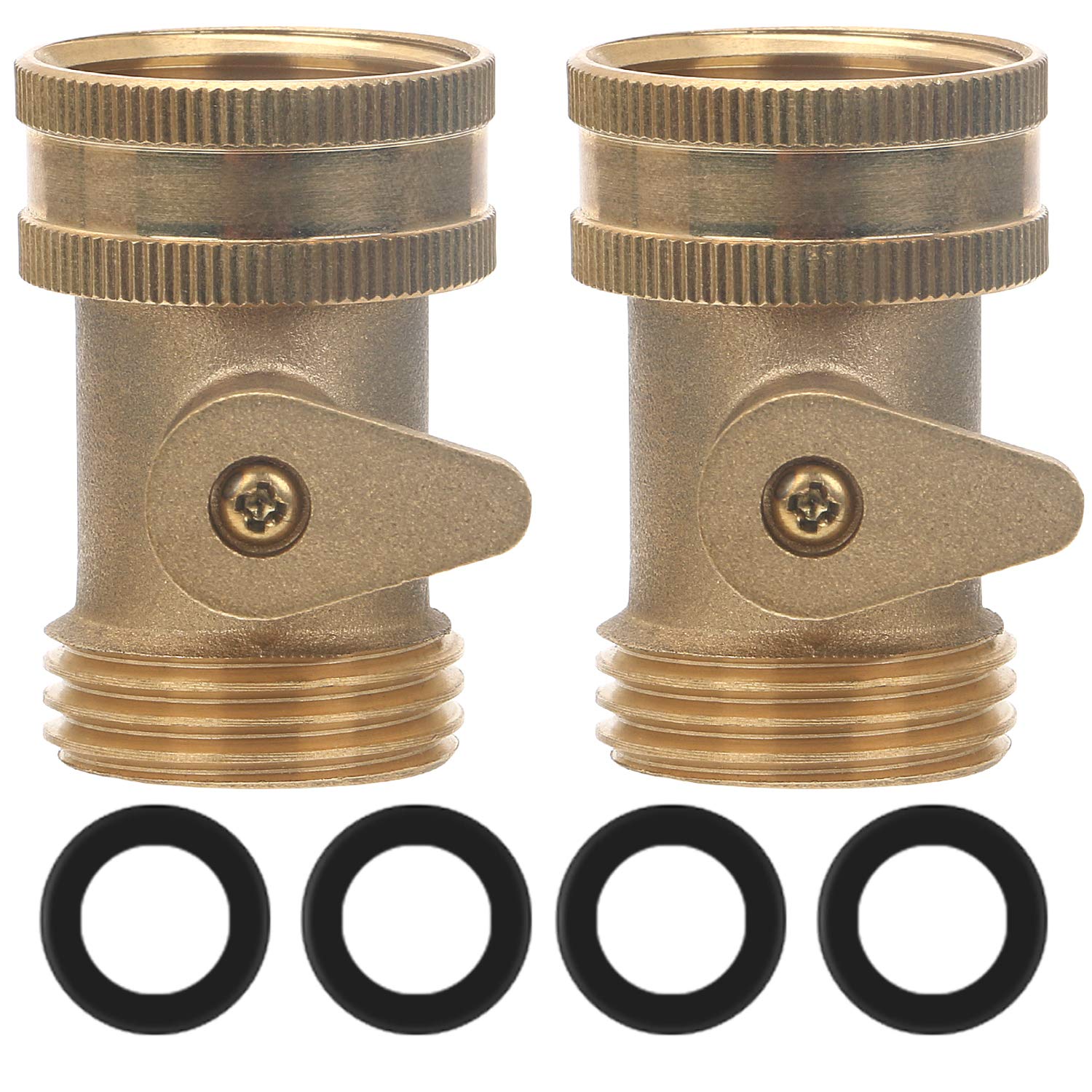 STYDDI Brass Garden Hose Shut Off Valve - 2 Pack with Washers for Outdoor Watering