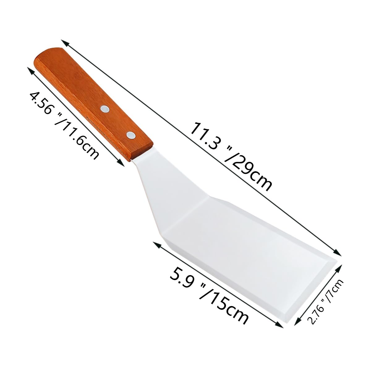 Premium Stainless Steel Spatula - Heavy Duty Metal Kitchen Turner with Beveled Edges & Ergonomic Hardwood Handle - Ideal for Flipping Pancakes, Burgers, Eggs - Perfect for Grilling, Cooking, Baking & BBQ
