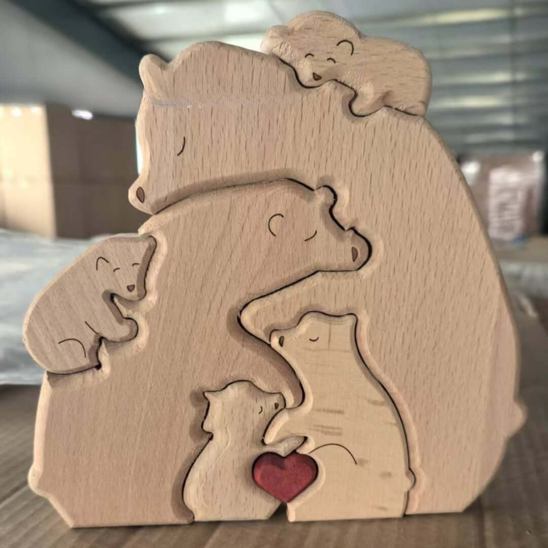 Personalized Wooden Bear Family Name Puzzle - Custom Engraved Gift for Kids & Toddlers | Unique Baby Shower, Birthday & Christmas Present | A5432