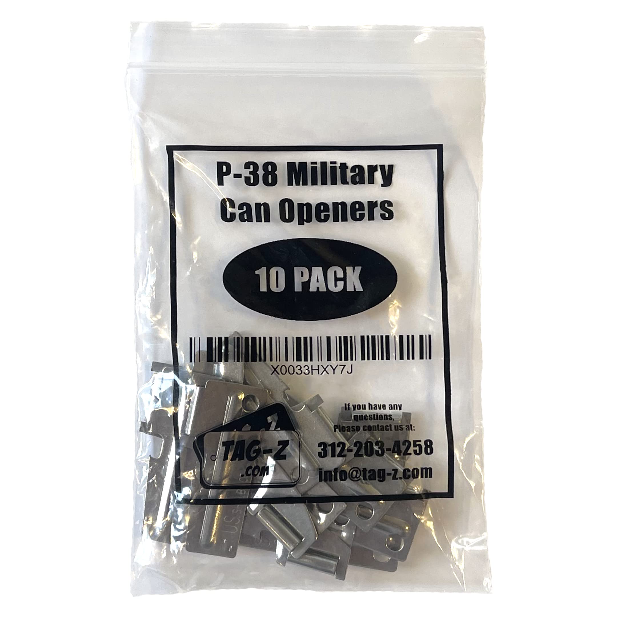 P-38 Can Openers - US Shelby Model P38 Military Grade Stainless Steel Can Openers (10 Pack) - Compact & Durable for Camping, Hiking, Emergency Kits & Survival Gear