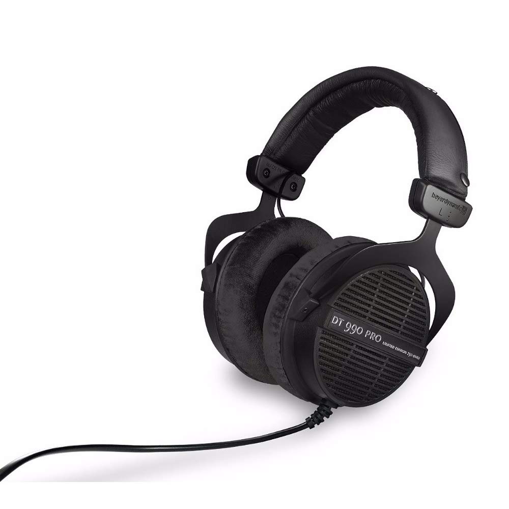 Beyerdynamic DT 990 PRO 250 Ohm Studio Headphones - Premium Over-Ear Headphones for Music Production, Gaming & Audio Mixing (Limited Edition Ninja Black) with 4-Channel Headphone Amplifier Bundle - Perfect for Home Studio, Podcasting & Professional Audio Work