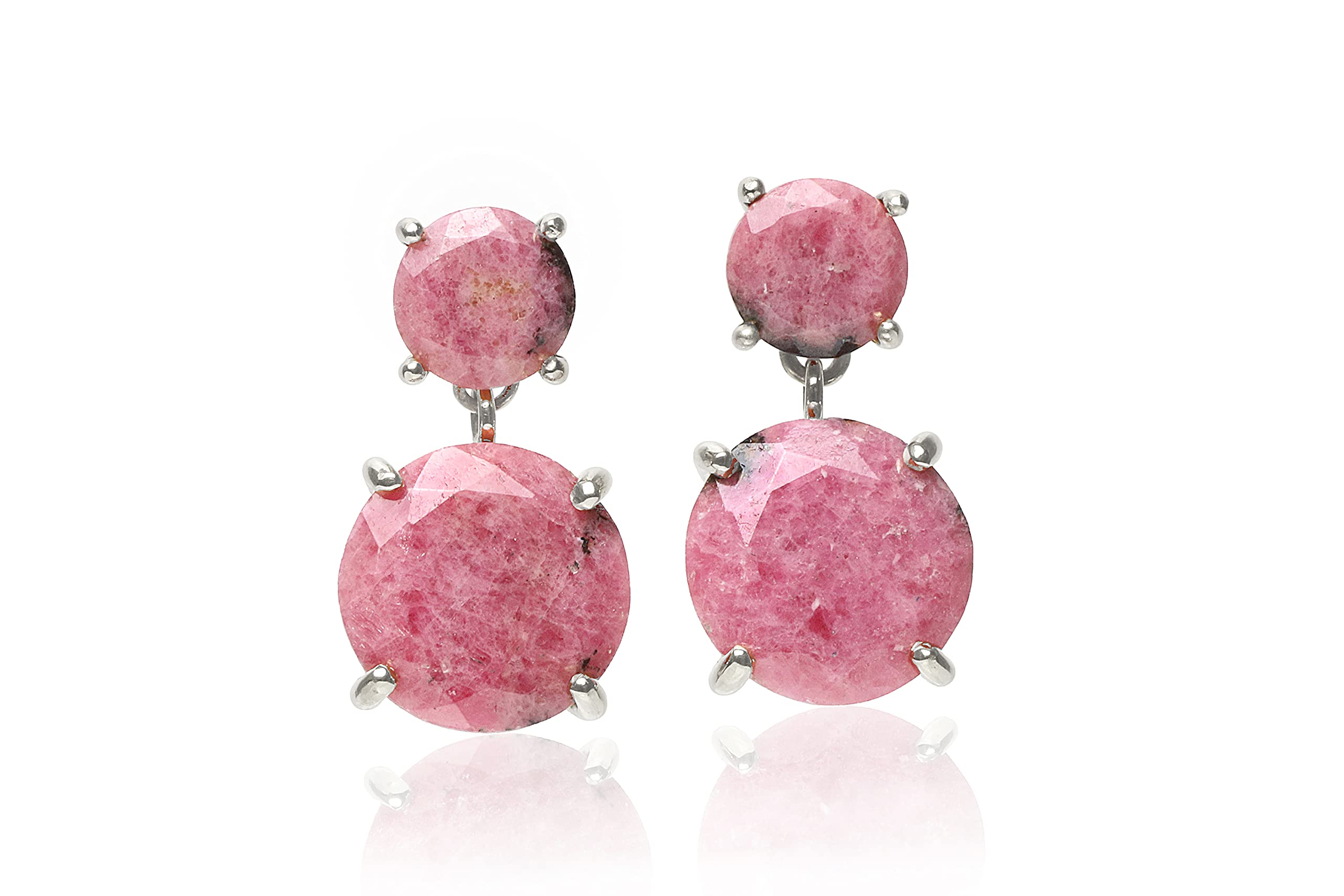 Handmade Rhodonite Stone Dangle Earrings in Sterling Silver - Natural Gemstone Jewelry for Women - Customizable Artisan Earrings - Perfect Gift for Her, Birthday, Anniversary & Special Occasions