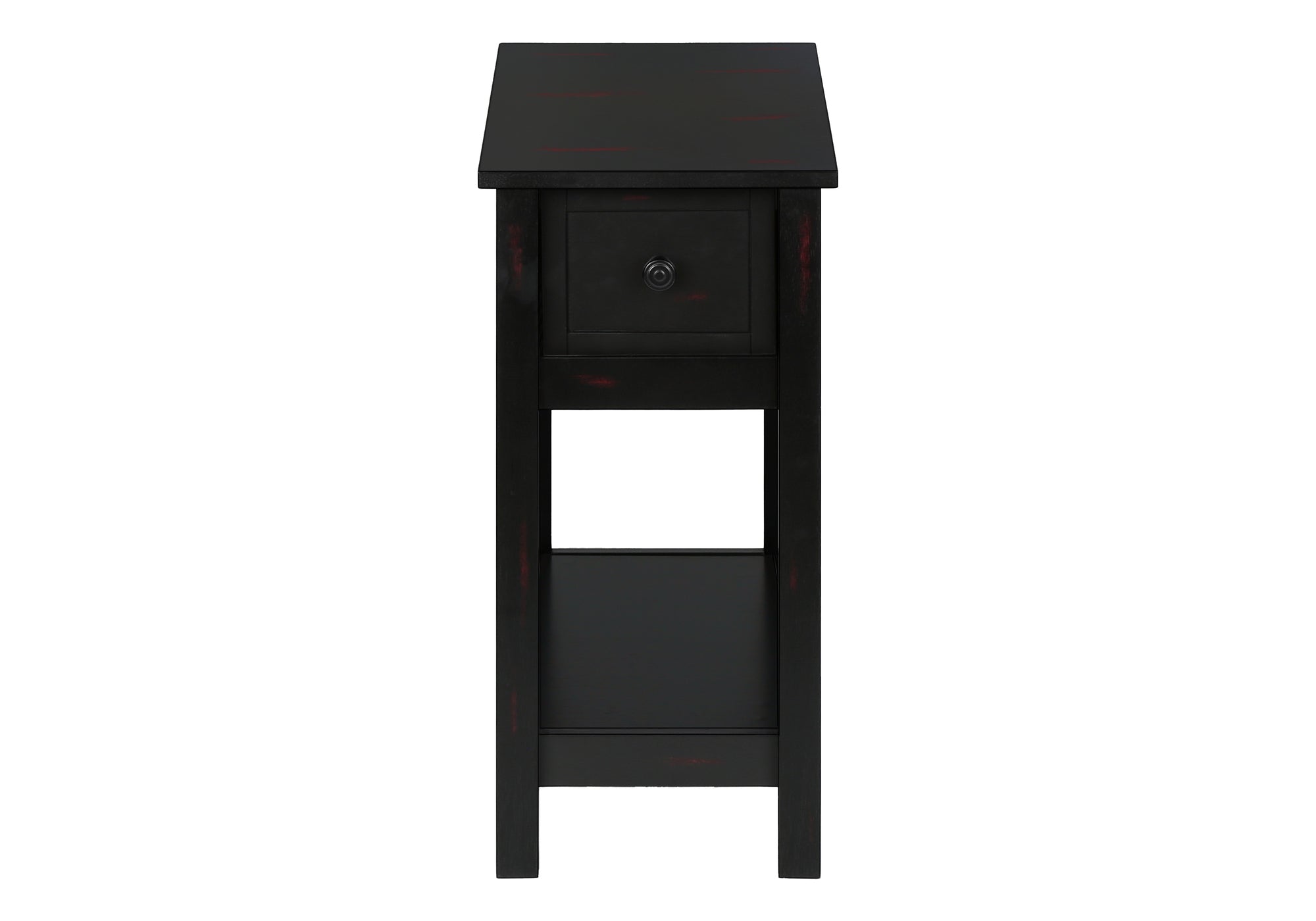 EleganceEdge 2 Tier Accent Table - Black Veneer Nightstand with Storage Drawer | Modern Side Table for Bedroom, Living Room & Office | Compact End Table with Shelf & Drawer for Home Decor