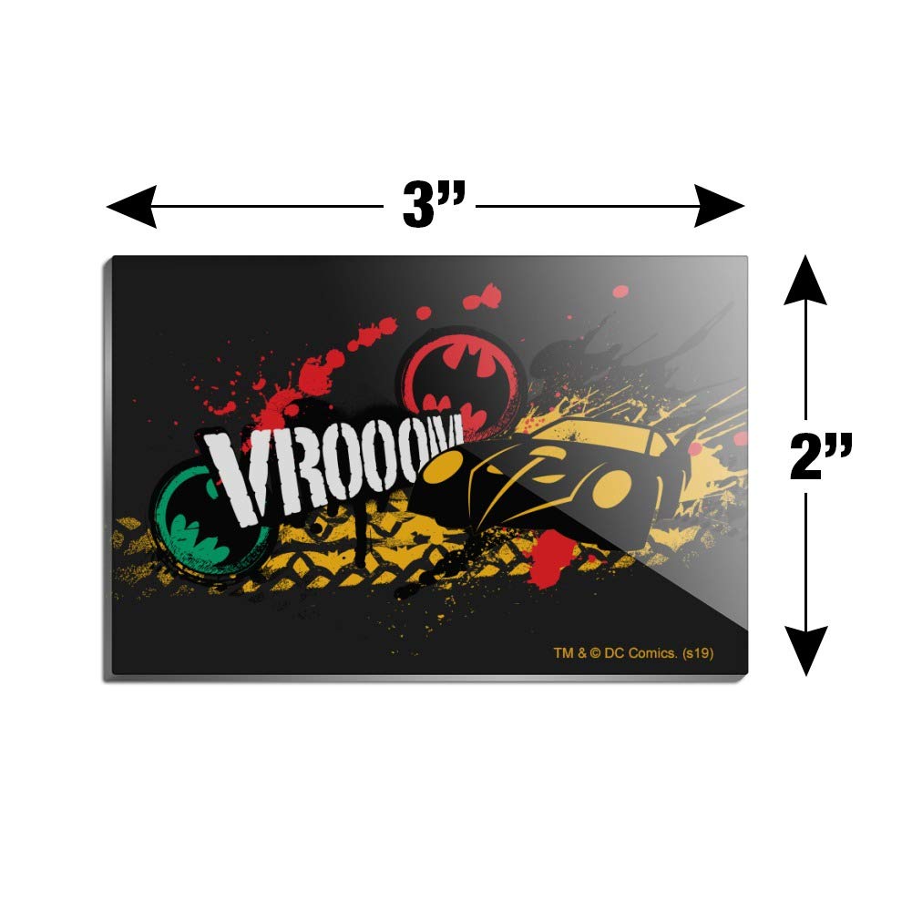 Batman Batmobile VROOOM Acrylic Fridge Magnet - Strong Rectangle Refrigerator Decorative Magnet for Superhero Fans, Home & Office Use - Perfect for Fridge, Locker & Metal Surfaces