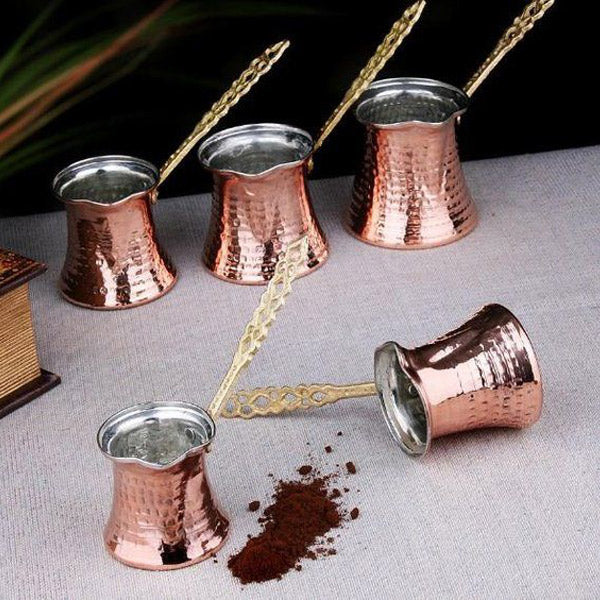 Authentic Turkish Copper Cezve Coffee Pot - Traditional Ibrik for Stovetop Espresso & Turkish Coffee Brewing - Perfect for Home, Cafe & Gift Giving