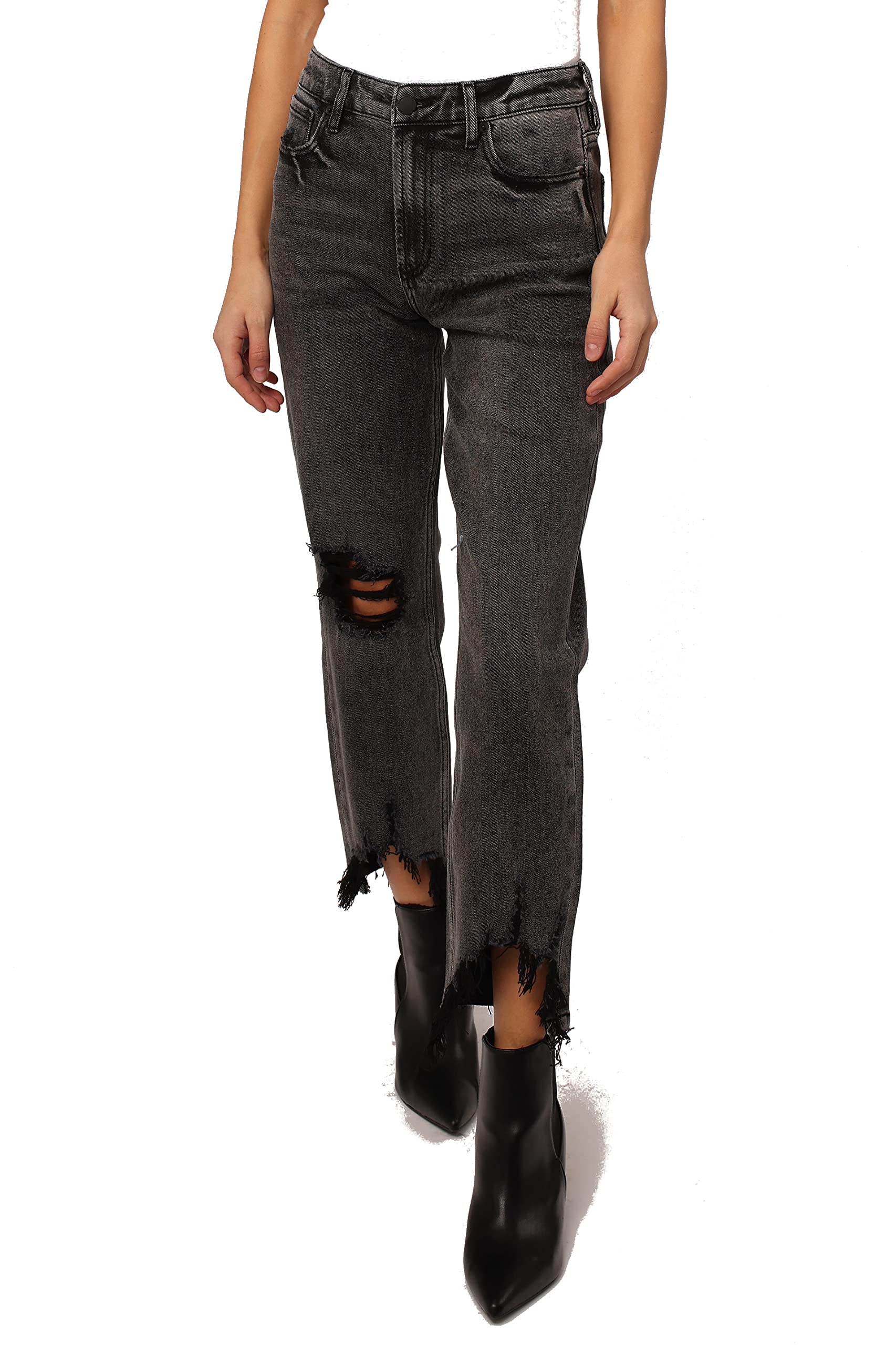 DEAR JOHN Jodi Women's Straight Leg High Rise Cropped Jeans - Comfortable Stretch Denim Pants for Casual Wear, Work & Weekend Outfits