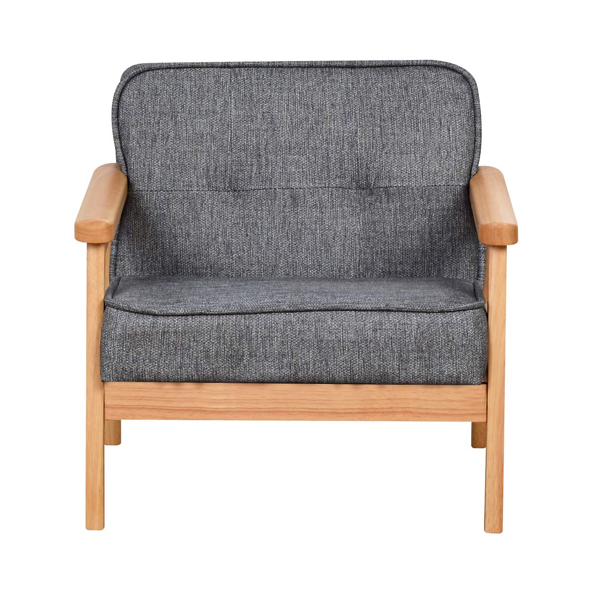Kids Upholstered Armchair with Solid Wood Frame & Linen Fabric - Toddler Reading Chair, Playroom Seating, Nursery Decor Gift (Dark Grey, Light Grey)