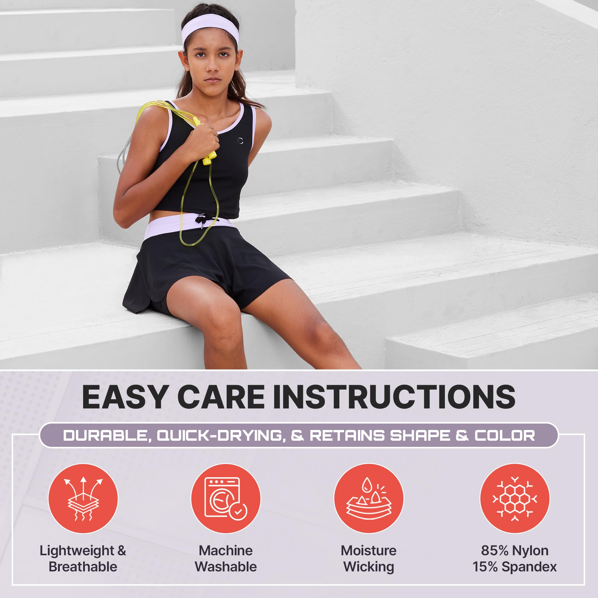 Flowy Girls Butterfly Shorts Skirts with Pockets & Athletic Sleeveless Tank Tops 5pc Set - Perfect for Dance, Tennis, Cheerleading, Running, Gym & Casual Wear