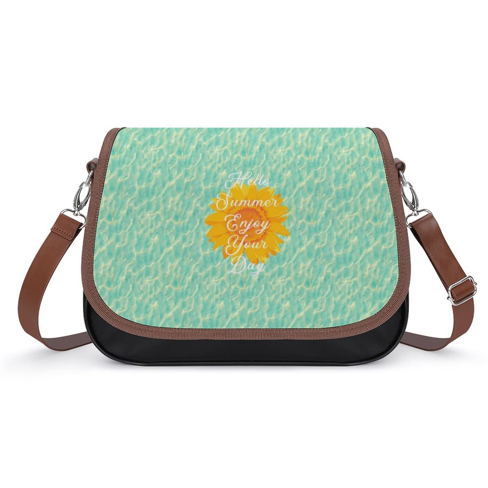 Stylish Printed Leather Crossbody Bags for Women - Fashion Shoulder Messenger Satchel Purse with Sunflower Design | Perfect for Summer Outings, Travel & Daily Use