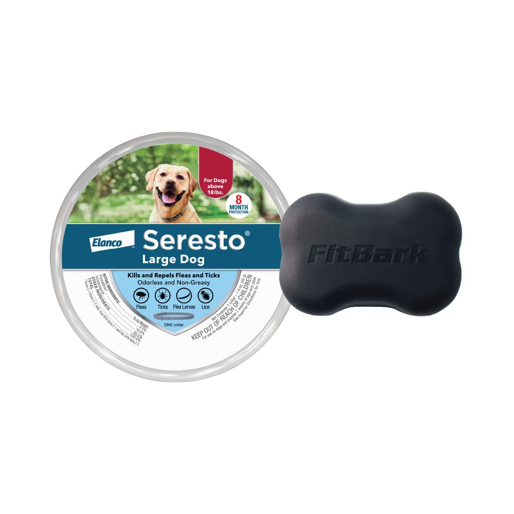 **Seresto 8-Month Flea & Tick Collar for Large Dogs (18+ lbs) & FitBark GPS Dog Tracker Bundle – Free 1-Year GPS Subscription ($255.33 Value) – Ideal for Outdoor Adventures & Pet Safety**