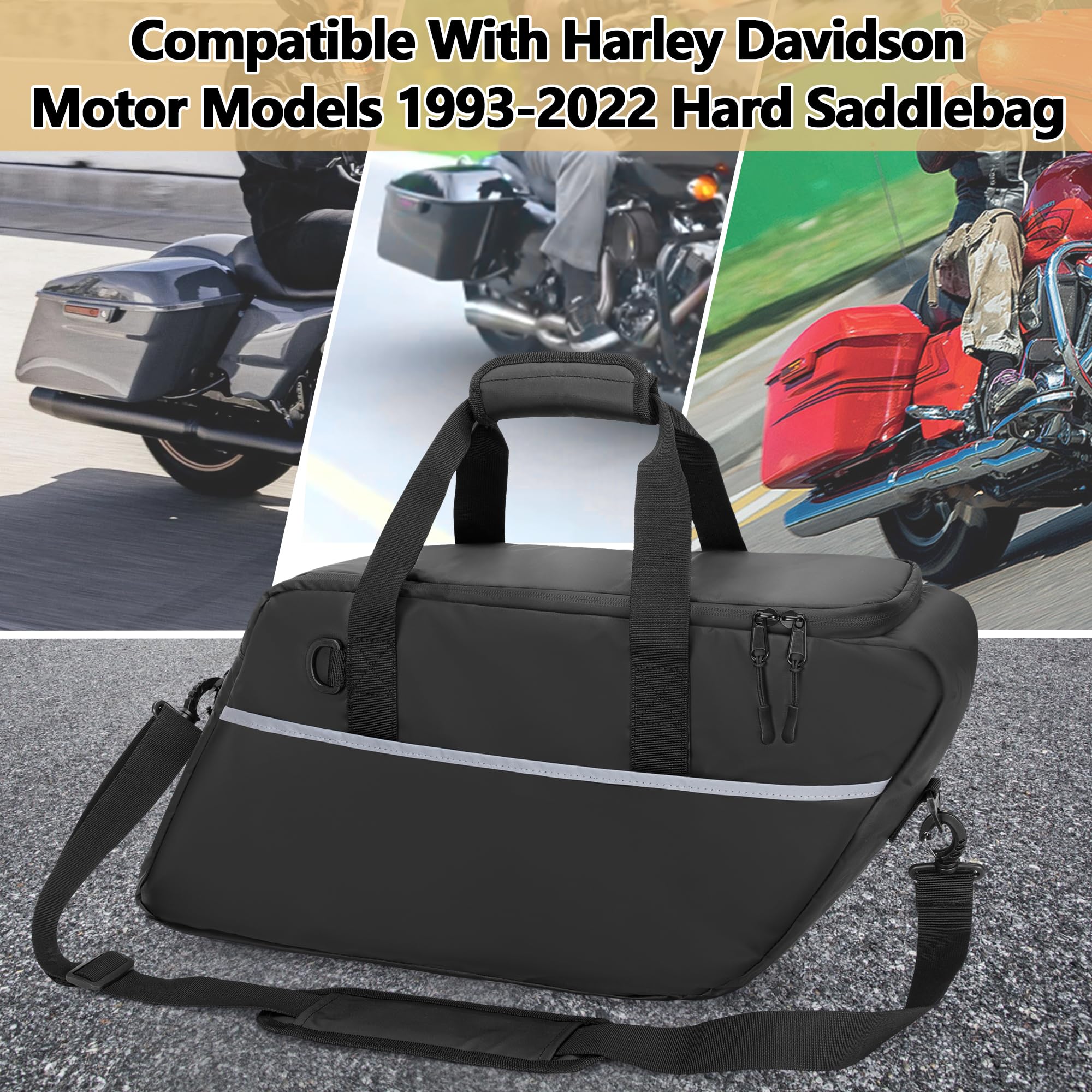 Leakproof Motorcycle Saddlebag Cooler Bag - Insulated Waterproof Beverage Cooler for Harley Davidson Touring Hard Saddlebags (1993-2022 Models) - Perfect for Road Trips, Camping & Outdoor Adventures - 1 Bag