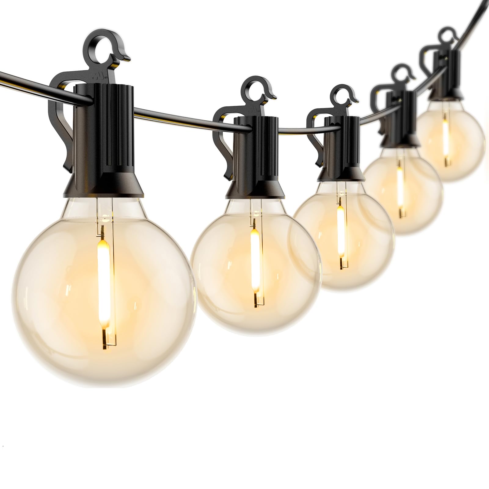 50 G40 Shatterproof Bulb Outdoor String Lights - IP44 Waterproof Connectable Hanging Globe Patio Lights (Includes 2 Spare Bulbs) for Indoor & Outdoor Decor - Perfect for Backyard, Garden, Wedding, and Party Lighting