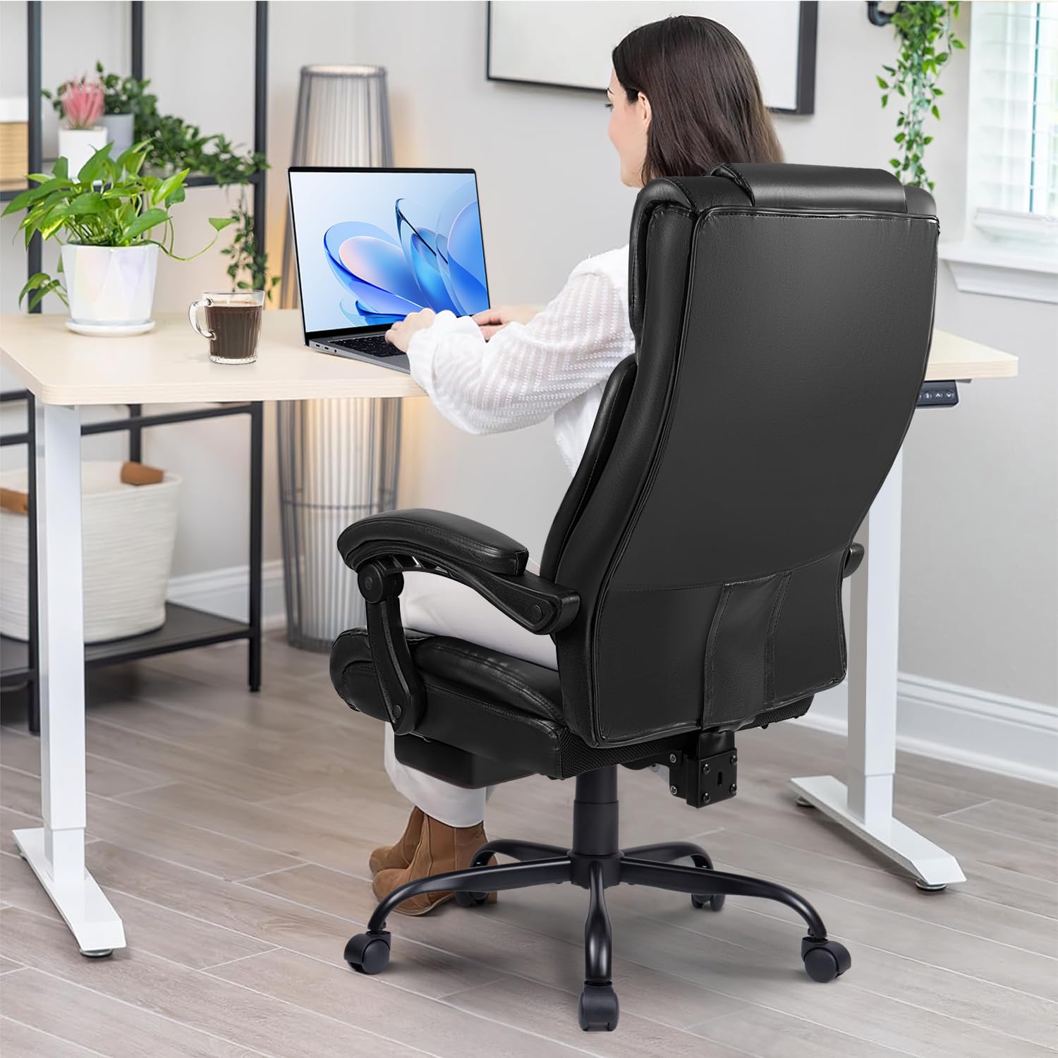 Premium VITESSE Ergonomic Office Chair - High Back Executive Chair with Adjustable Lumbar Support & Footrest - Heavy Duty 400lbs Capacity - Ideal for Home Office, Gaming & Workspaces (Black)