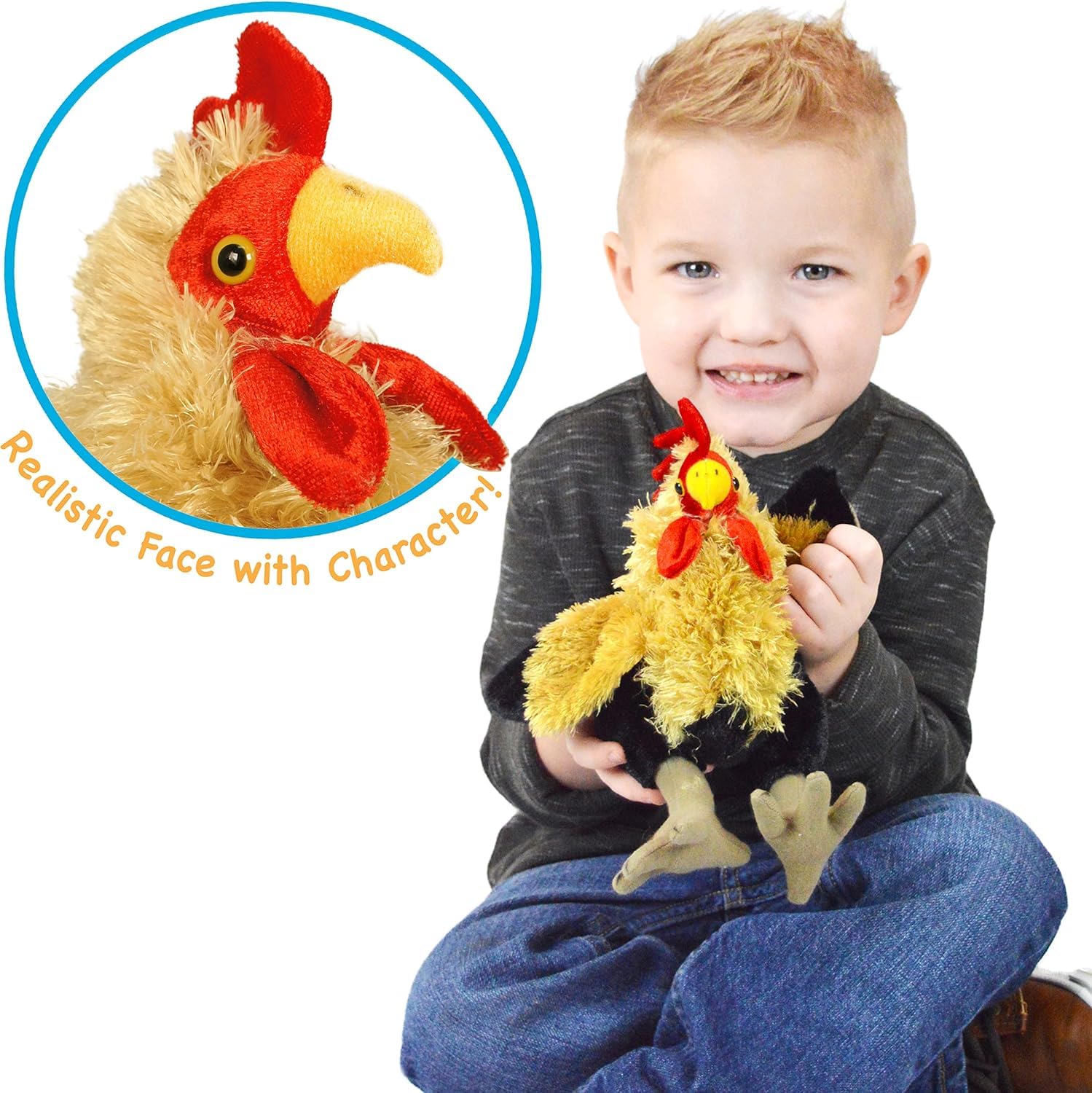 Riley The Rooster - 7 Inch Irish American Chicken Stuffed Animal Plush Toy | Cute Farm Animal Gift for Kids, Nursery Decor, St. Patrick's Day Celebration