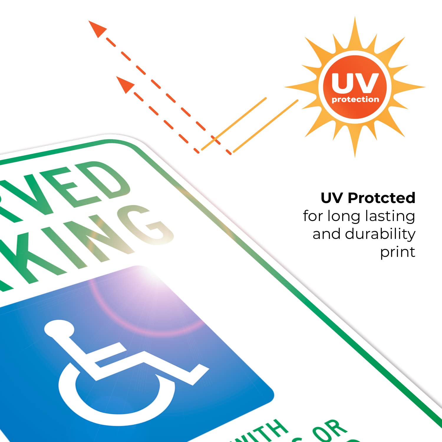 Wisconsin Handicap Parking Sign - 18x24 Inches, Rust-Free .063 Aluminum, Fade-Resistant - Reserved Parking for Vehicles with Vet Plates or State Disabled Cards (Left Arrow) - Made in USA - Perfect for Accessible Parking Spaces, Hospitals & Public Facilities