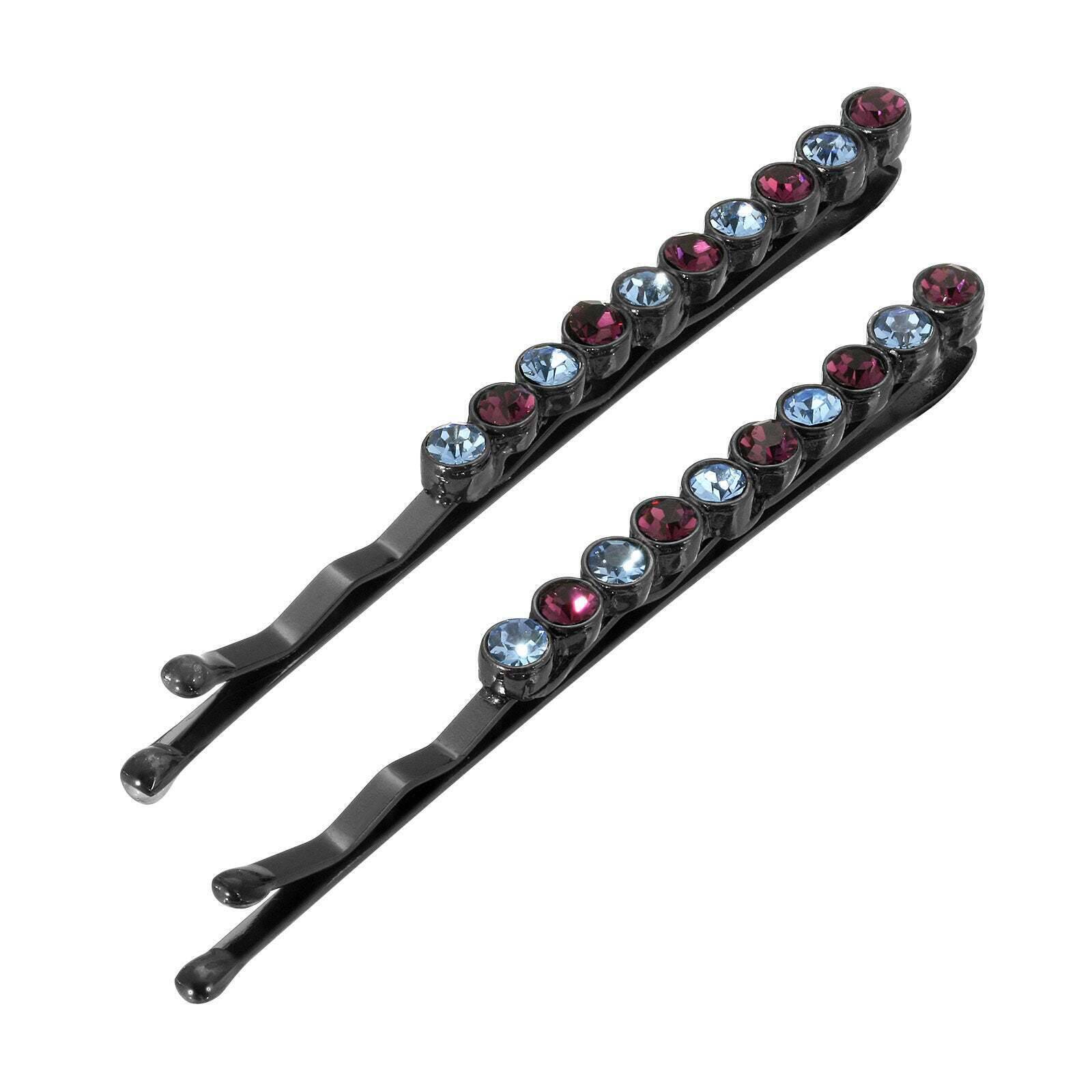 1928 Bridal Sleek Round Multi Crystal Bobby Pins Set - 12pcs Wedding Hair Accessories for Bridesmaids, Prom, Parties & Special Occasions