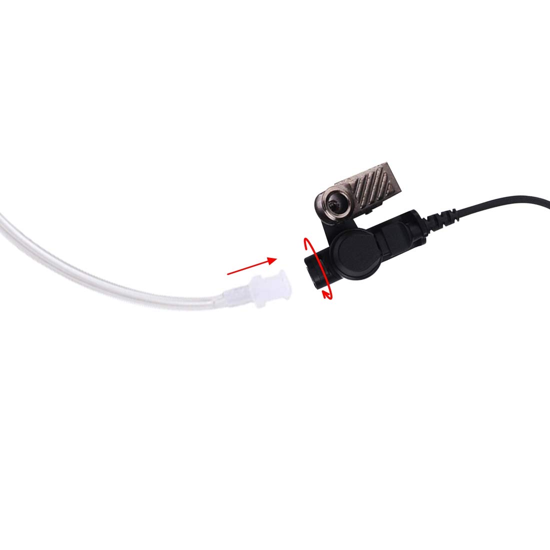 Covert Acoustic Tube Surveillance Earpiece with Microphone - 2 Pin Kenwood Walkie Talkie Headset for Security, Law Enforcement & Event Staff Communication