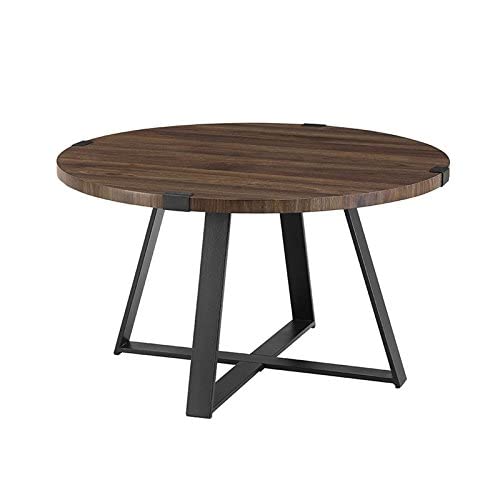 Walker Edison Anastasia Modern Metal Wrap X Base Coffee Table, 30 Inch, Dark Walnut and Black - Stylish Living Room Centerpiece for Small Spaces