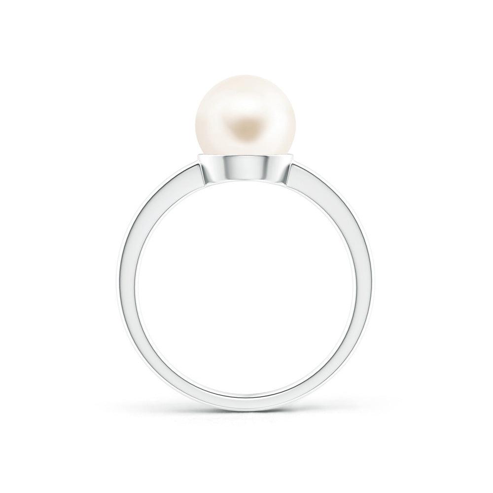 8mm Classic Freshwater Cultured Pearl Solitaire Ring - Elegant Sterling Silver Jewelry for Women, Perfect for Weddings, Anniversaries & Special Occasions