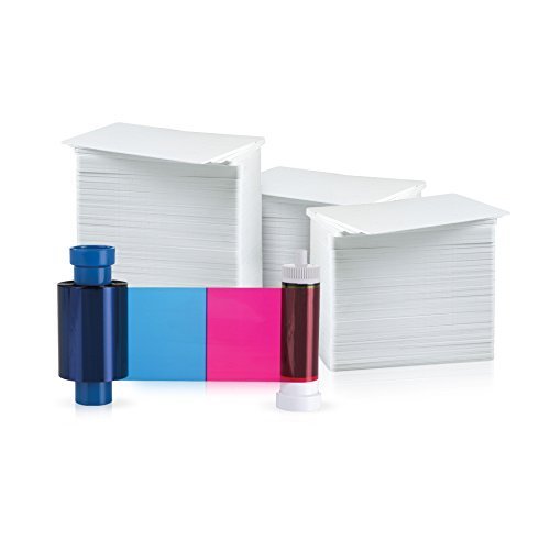 Magicard MA300YMCKO Color 300 Print Ribbon with 500 AlphaCard PVC Cards - Premium ID Card Printing Supplies for Offices, Schools & Businesses