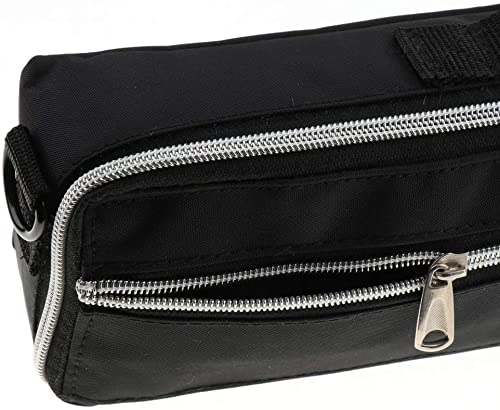 Lightweight 17 Hole Flute Case Cover Bag with Adjustable Shoulder Strap & Soft Plush Lining - Black (17.3