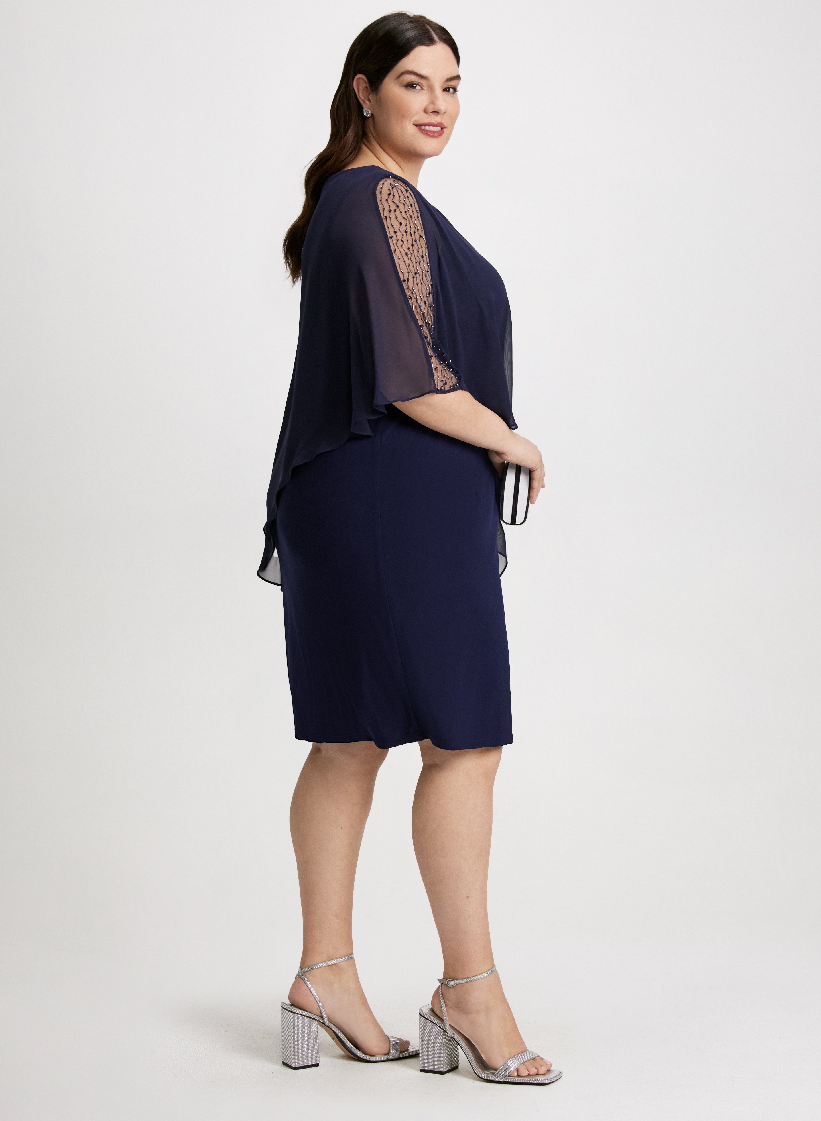 Elegant Asymmetric Poncho Evening Dress for Women - Chic Party & Formal Occasion Wear