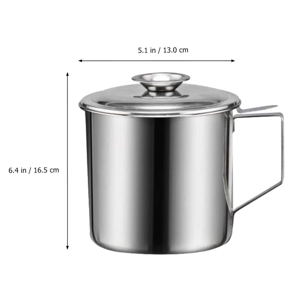 DOITOOL Stainless Steel Oil Strainer Pot with Fine Mesh Lid - Grease Storage Container for Frying Oil & Cooking Grease | Ideal for Kitchen, Restaurant & Deep Fryer Use